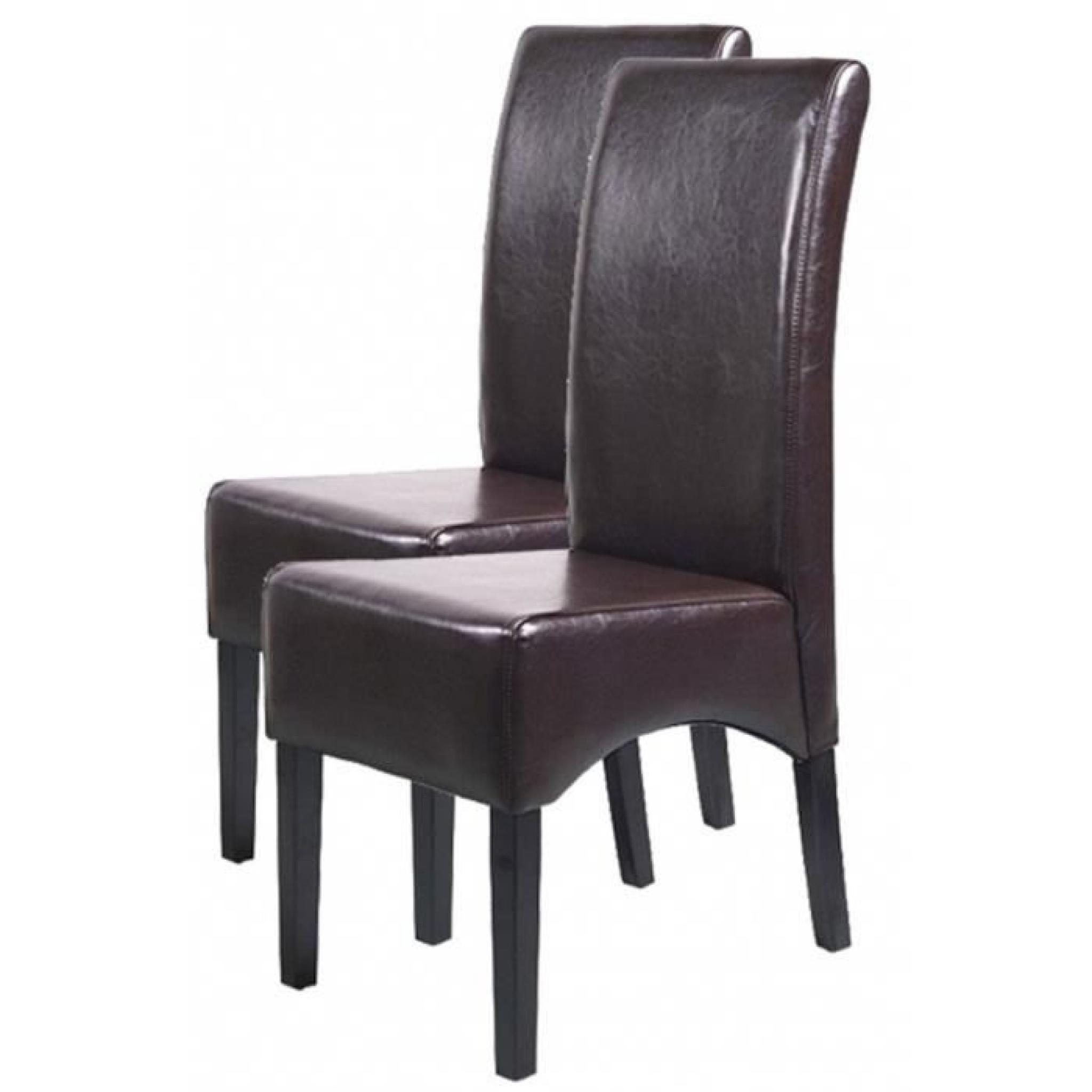 Lot de 2 chaises de salle à manger Latina en cuir noir, H 102 x L 44 x P 44 cm