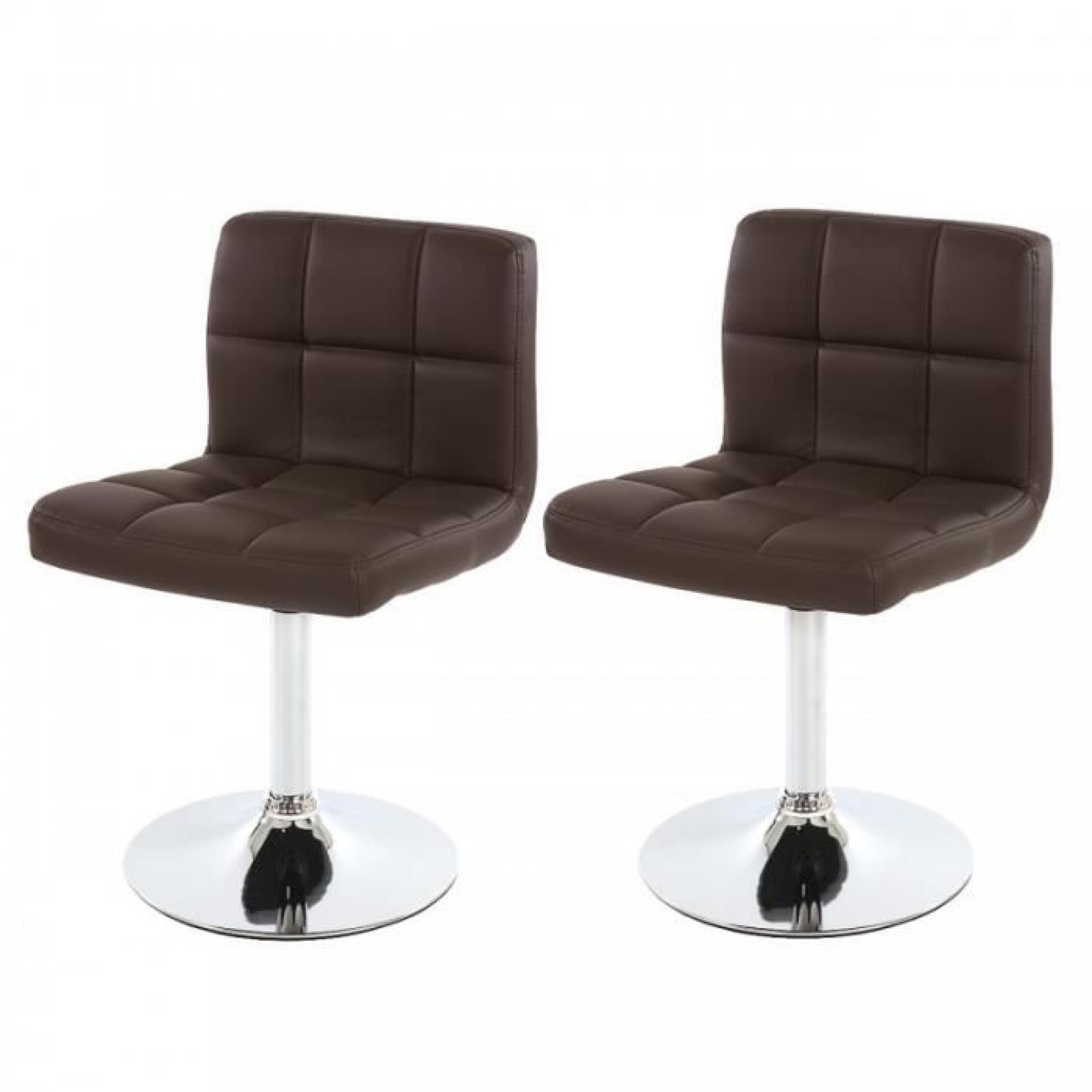 Lot de 2 chaises fauteuils de salle à manger en simili-cuir marron CDS04064