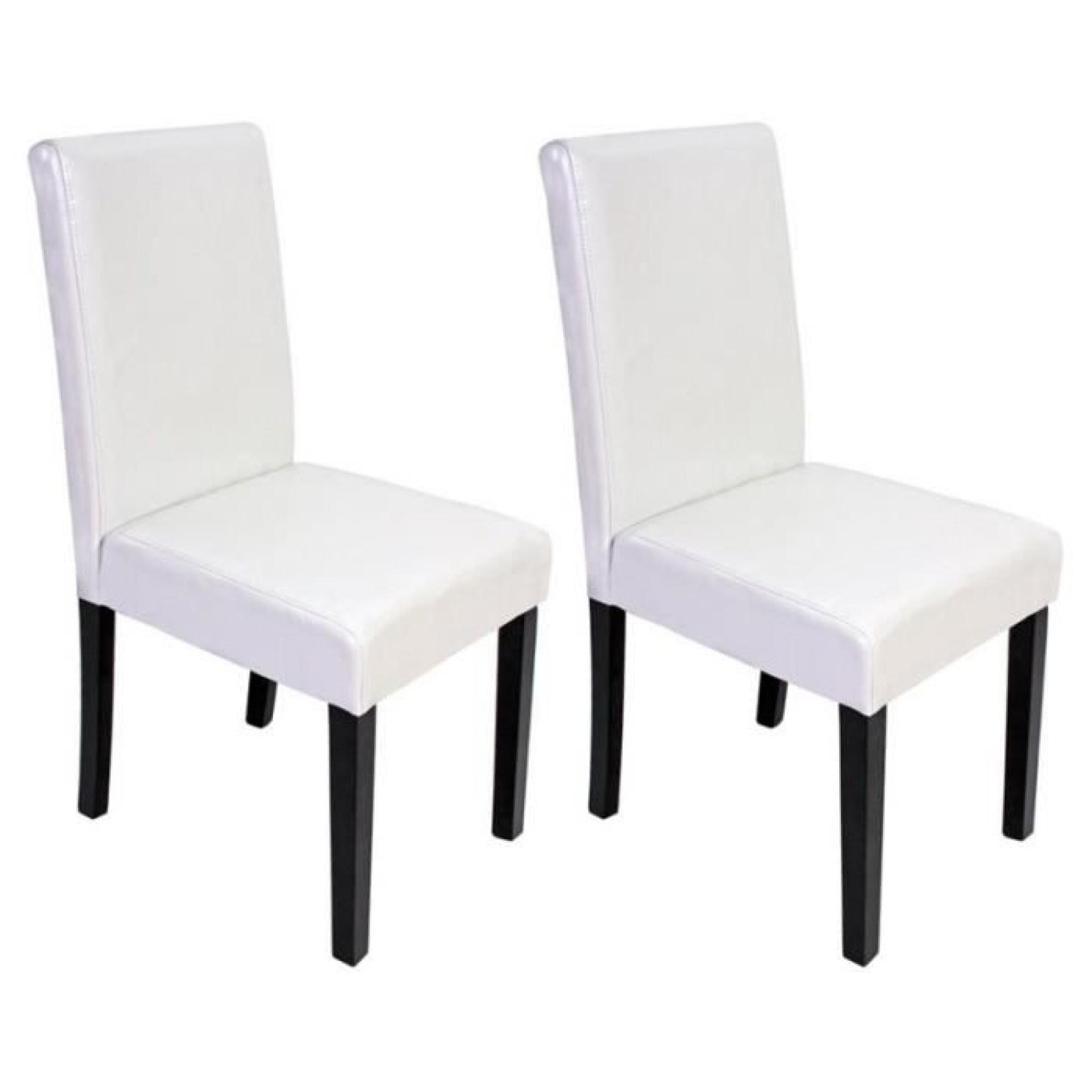 Lot de 2 chaises de salle à manger simili-cuir blanc pieds foncés CDS04048
