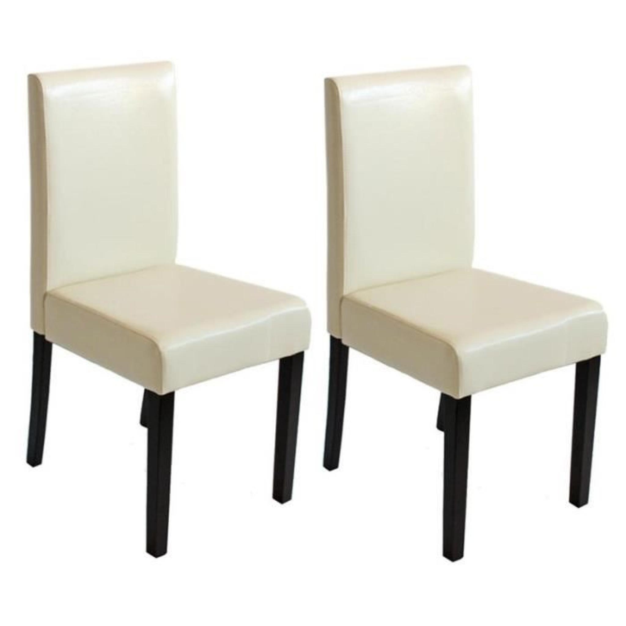 Lot de 2 chaises de salle à manger simili-cuir crème pieds foncés CDS04042