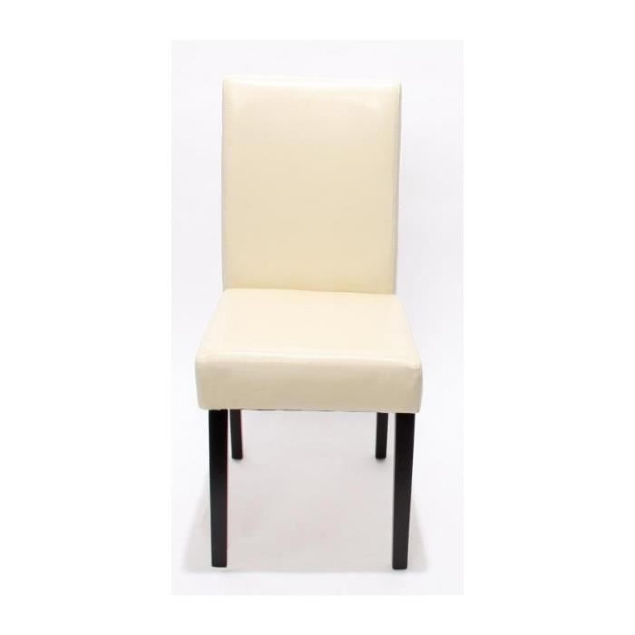 Lot de 2 chaises de salle à manger simili-cuir crème pieds foncés CDS04042 pas cher