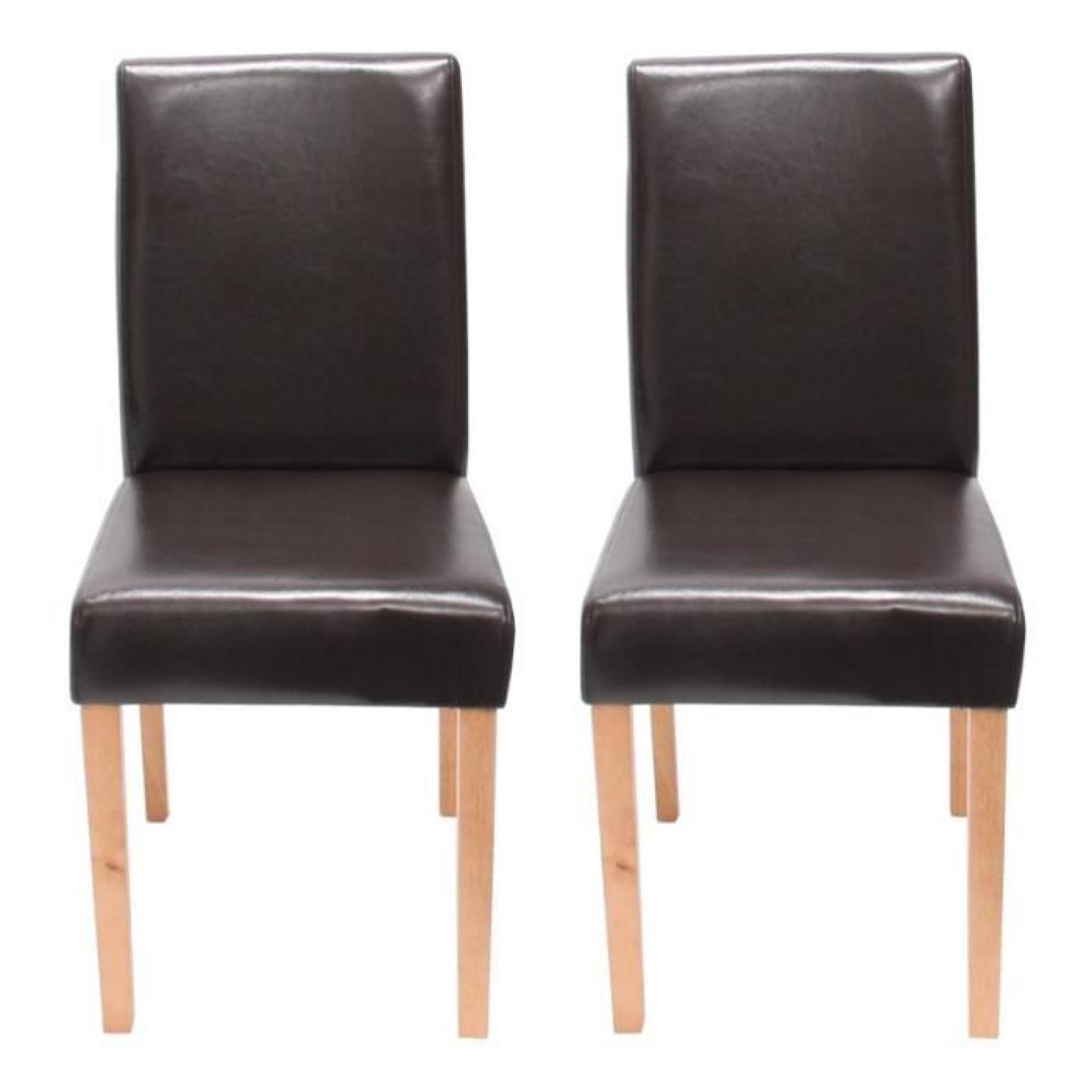 Lot de 2 chaises de salle à manger simili-cuir marron pieds foncés CDS04039
