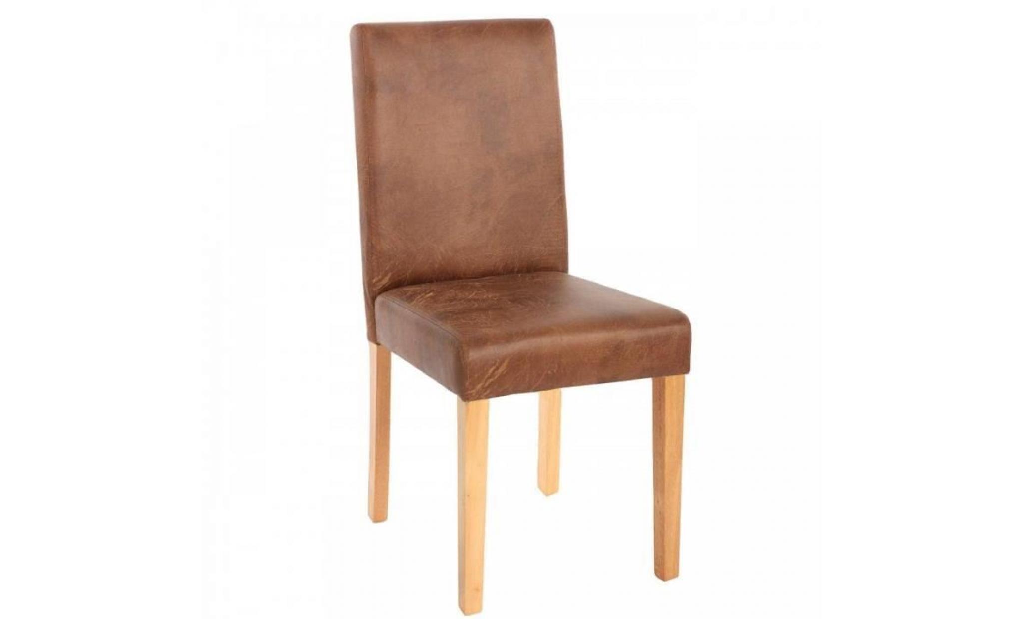 Lot de 2 chaises de salle à manger simili-cuir marron vieilli pieds clairs CDS04051 pas cher