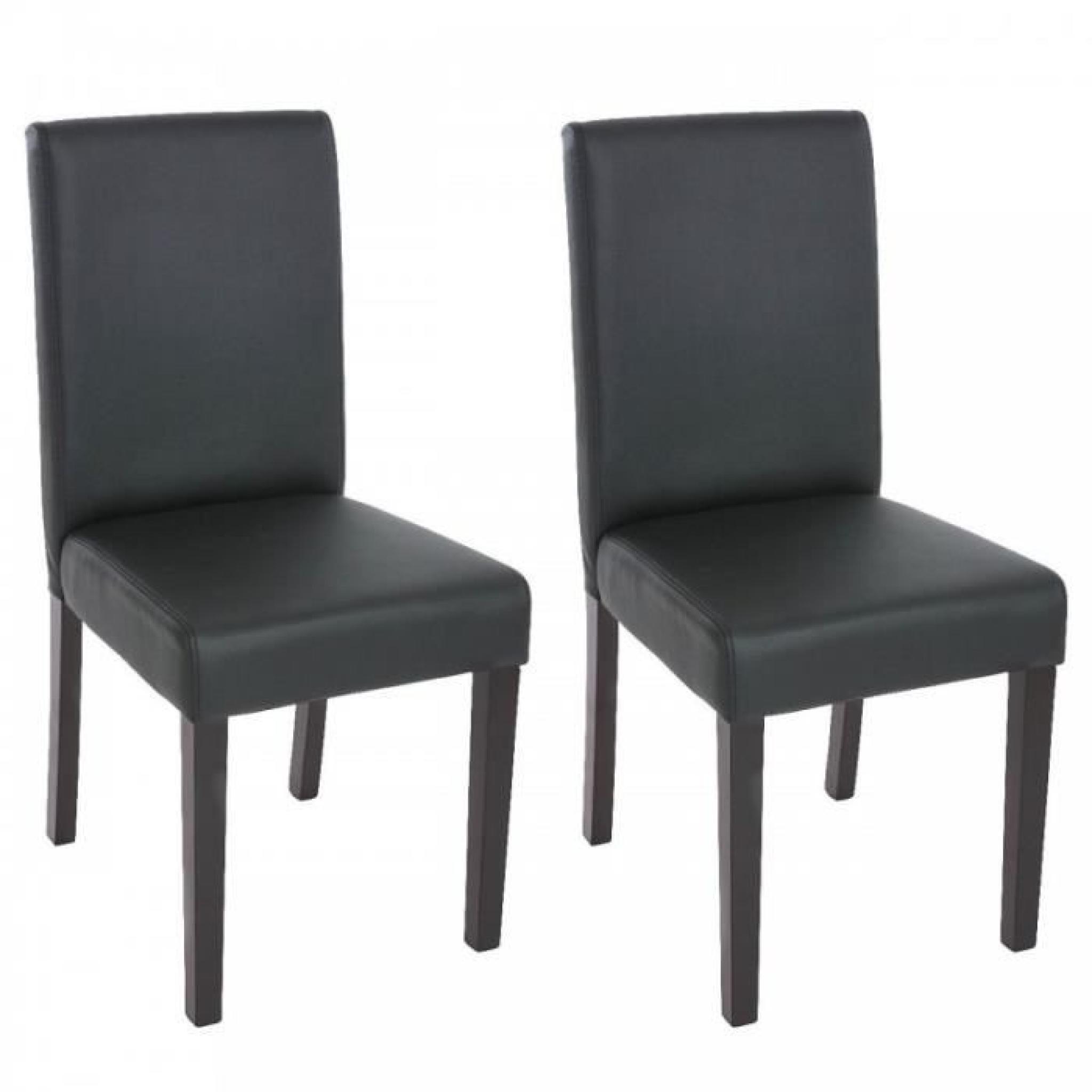 Lot de 2 chaises de salle à manger simili-cuir noir mat pieds foncés CDS04035