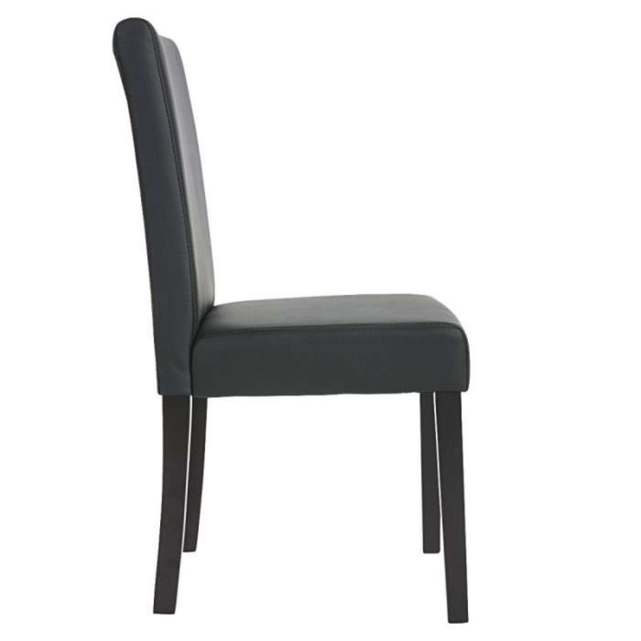 Lot de 2 chaises de salle à manger simili-cuir noir mat pieds foncés CDS04035 pas cher