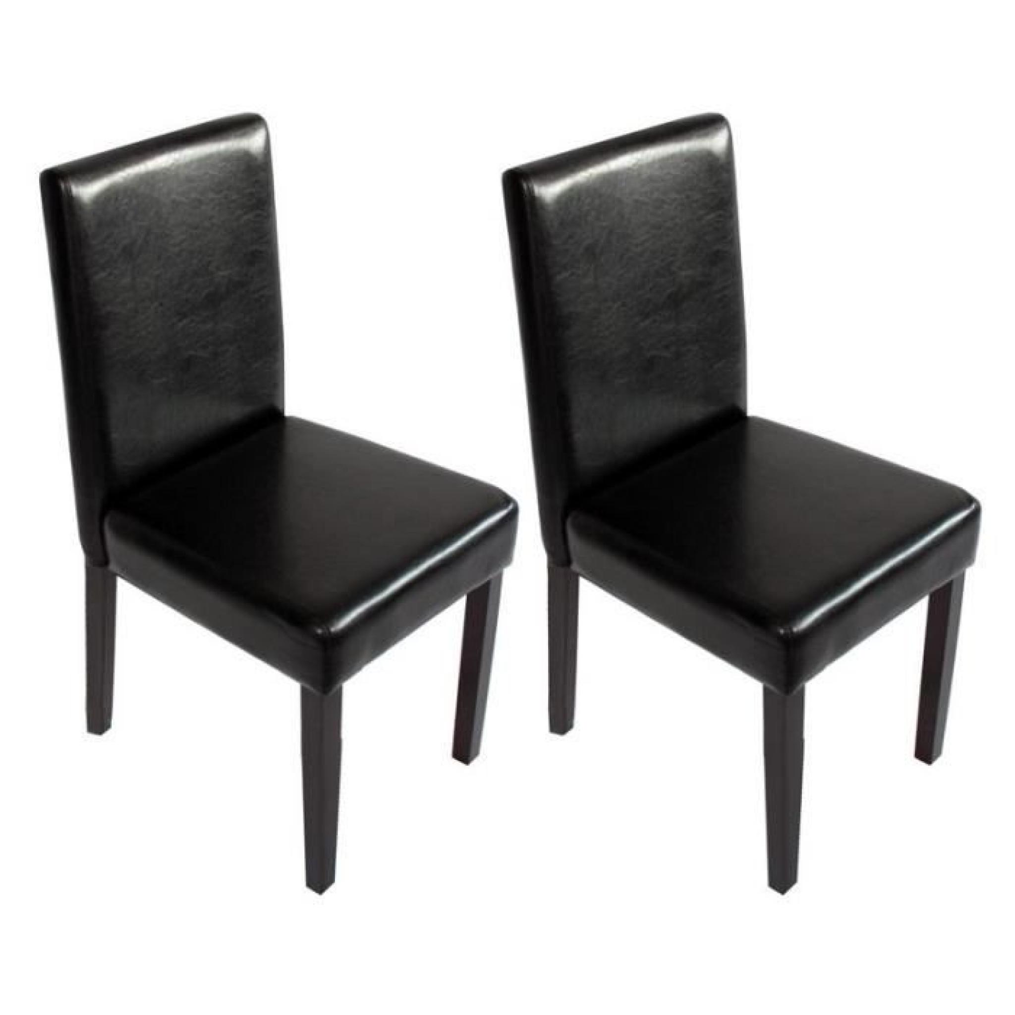 Lot de 2 chaises de salle à manger simili-cuir noir pieds foncés CDS04046