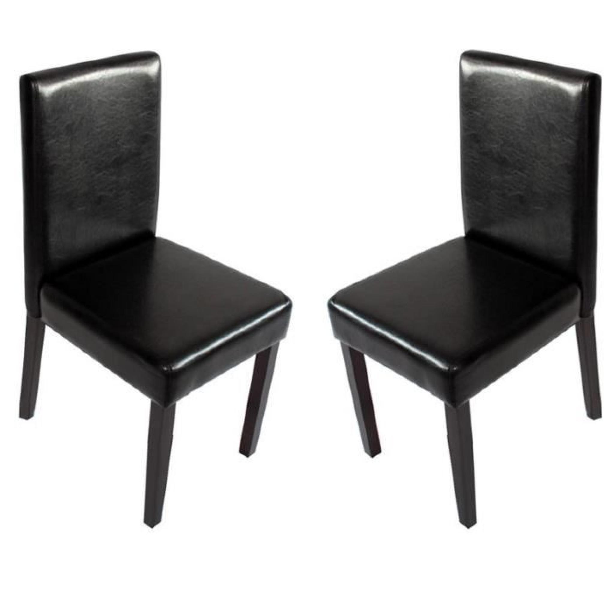 Lot de 2 chaises de salle à manger simili-cuir noir pieds foncés CDS04046 pas cher