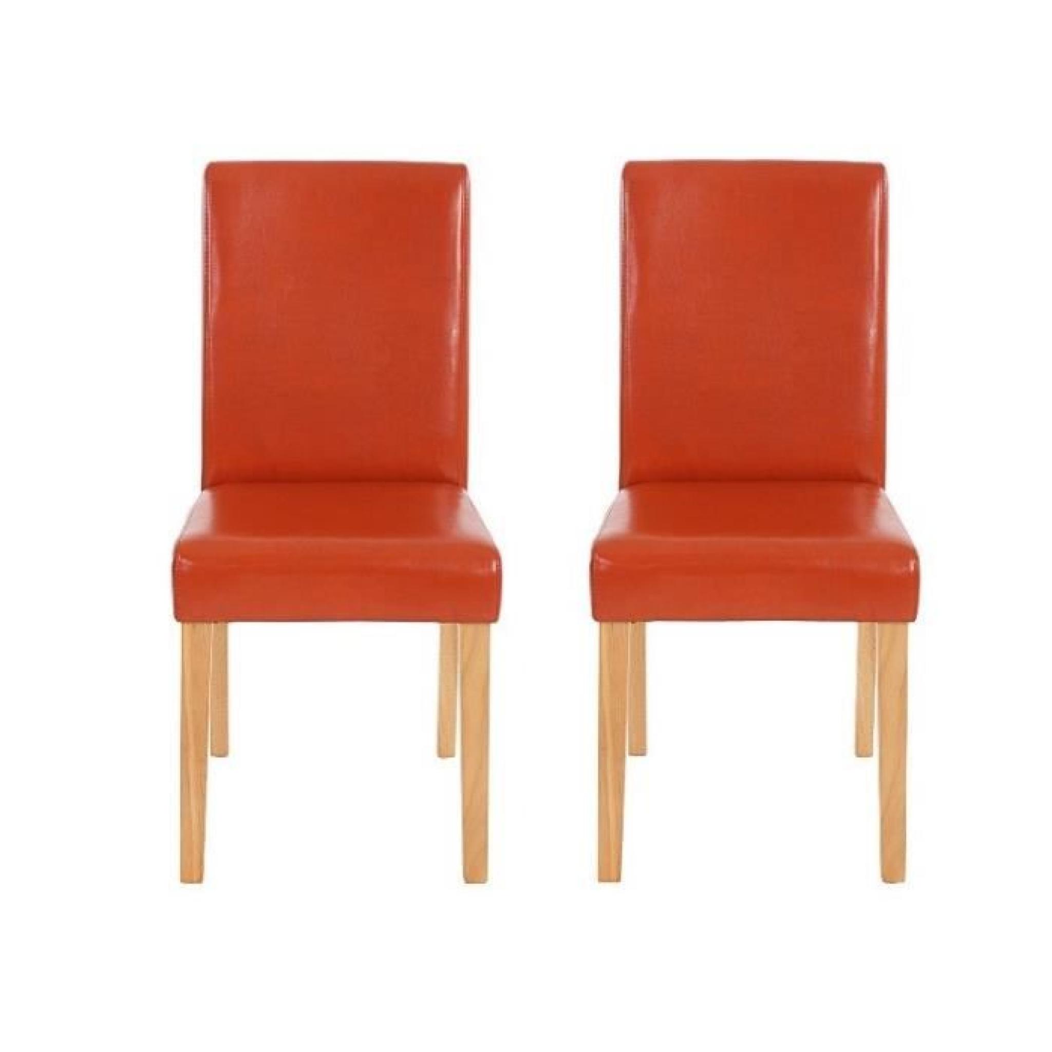 Lot de 2 chaises de salle à manger simili-cuir orange pieds clairs CDS04052