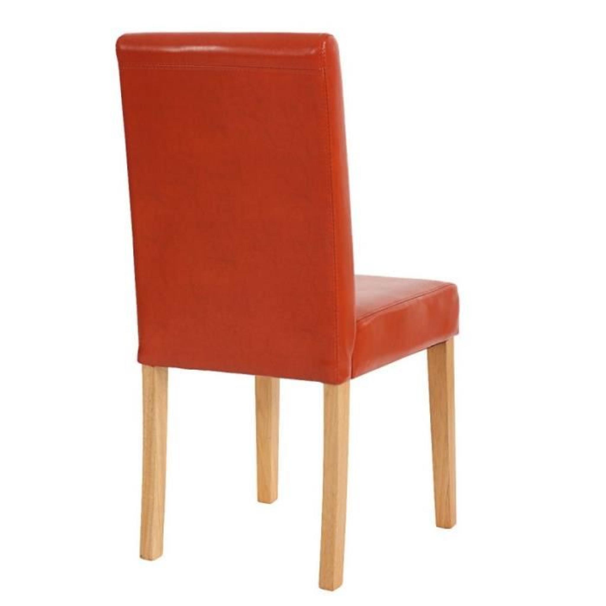 Lot de 2 chaises de salle à manger simili-cuir orange pieds clairs CDS04052 pas cher