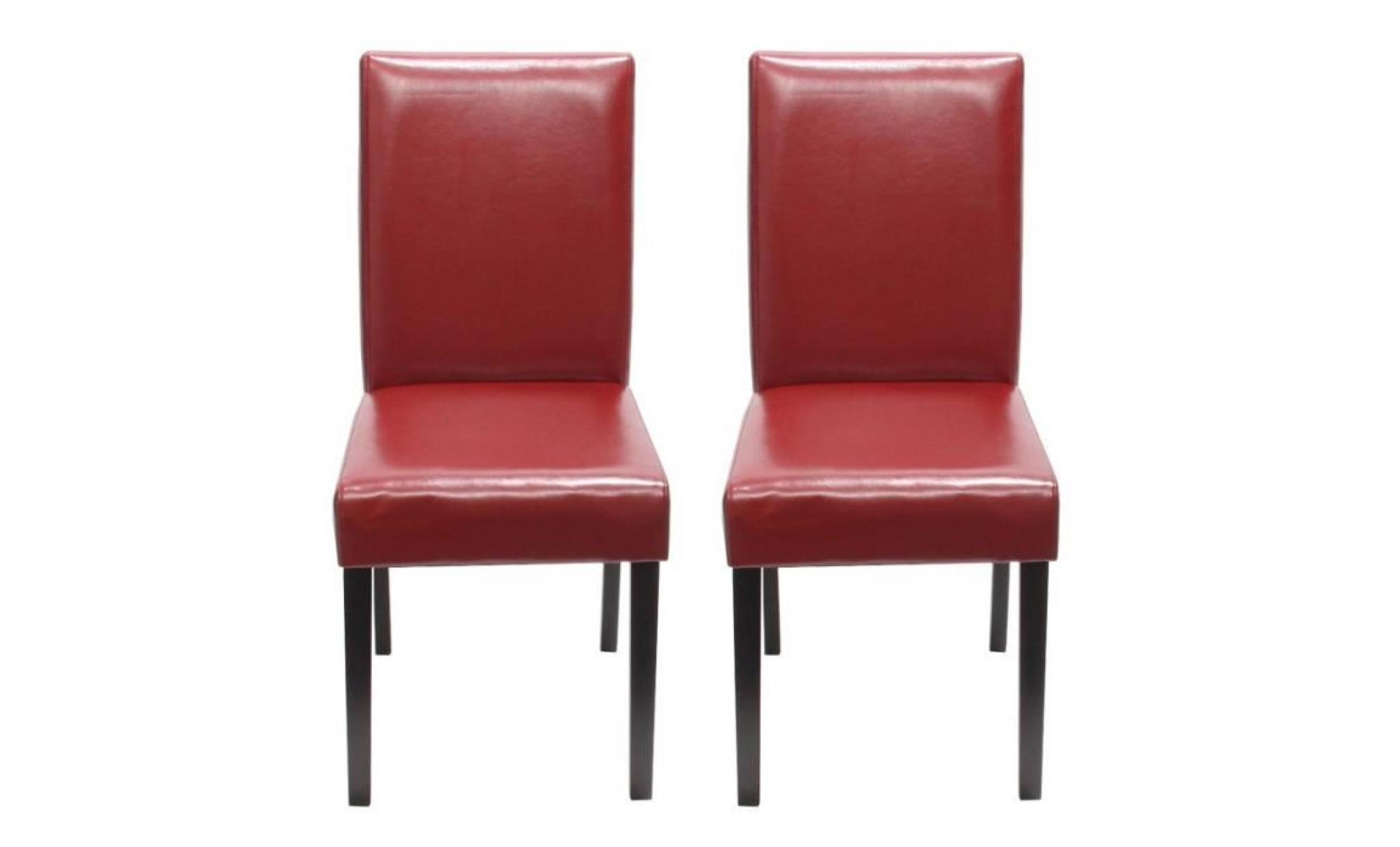 Lot de 2 chaises de salle à manger simili-cuir rouge pieds clairs CDS04043