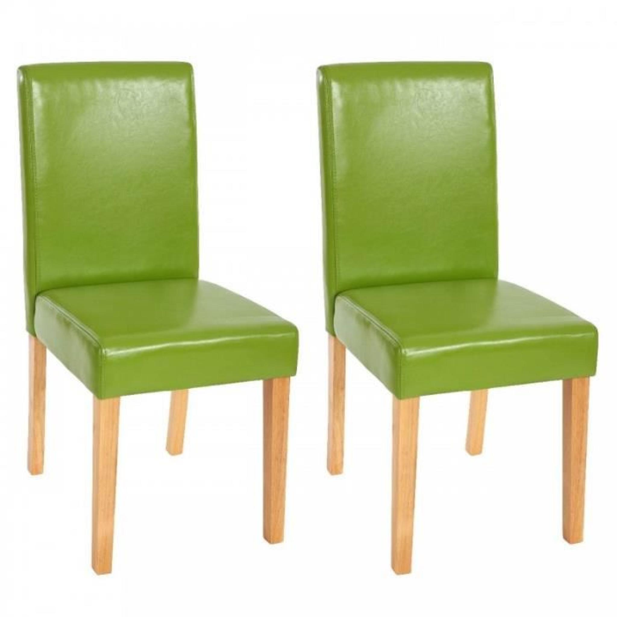 Lot de 2 chaises de salle à manger simili-cuir vert pieds clairs CDS04031