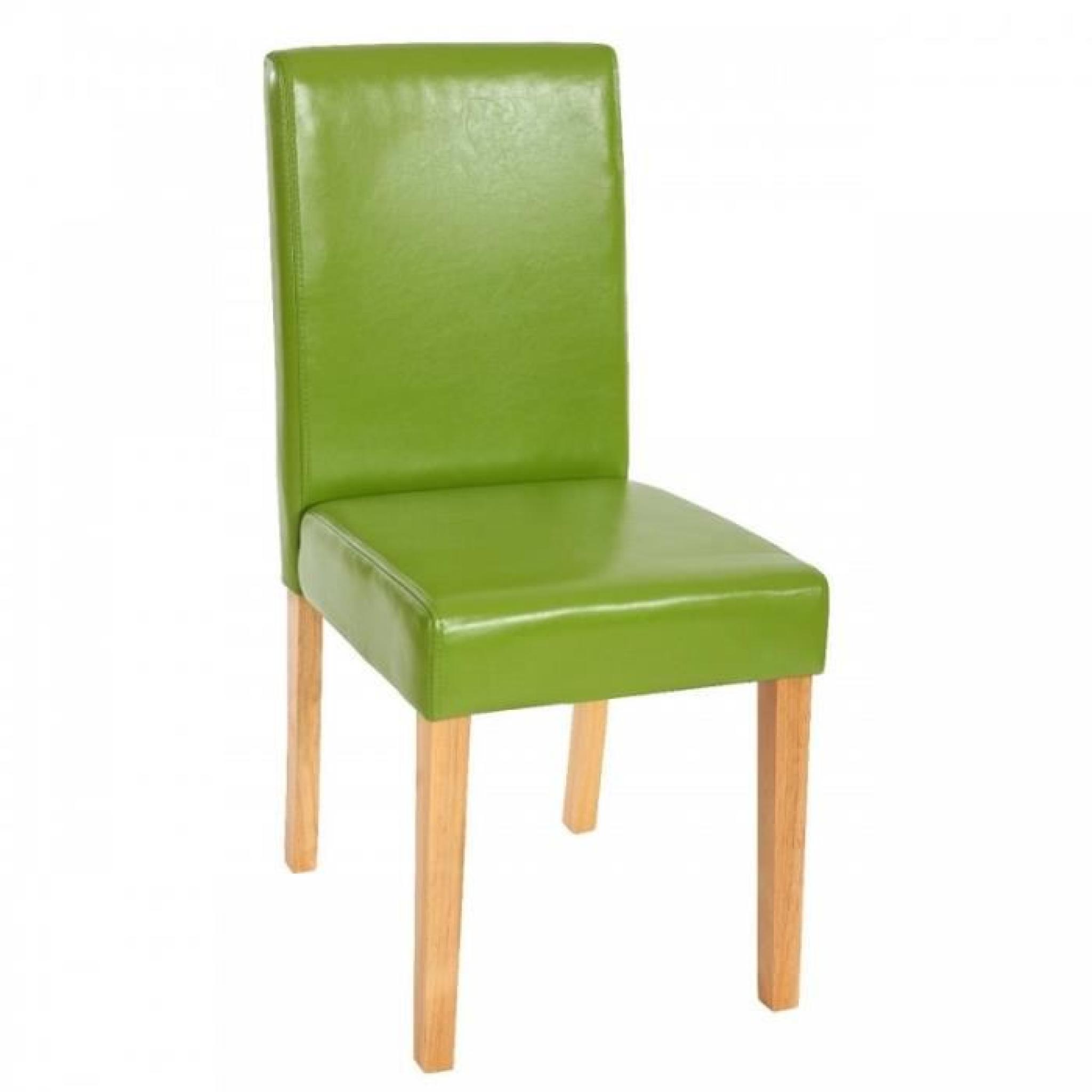 Lot de 2 chaises de salle à manger simili-cuir vert pieds clairs CDS04031 pas cher