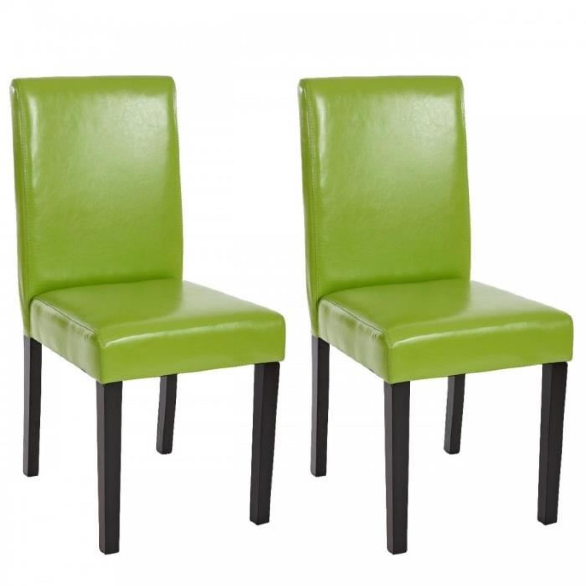 Lot de 2 chaises de salle à manger simili-cuir vert pieds foncés CDS04032