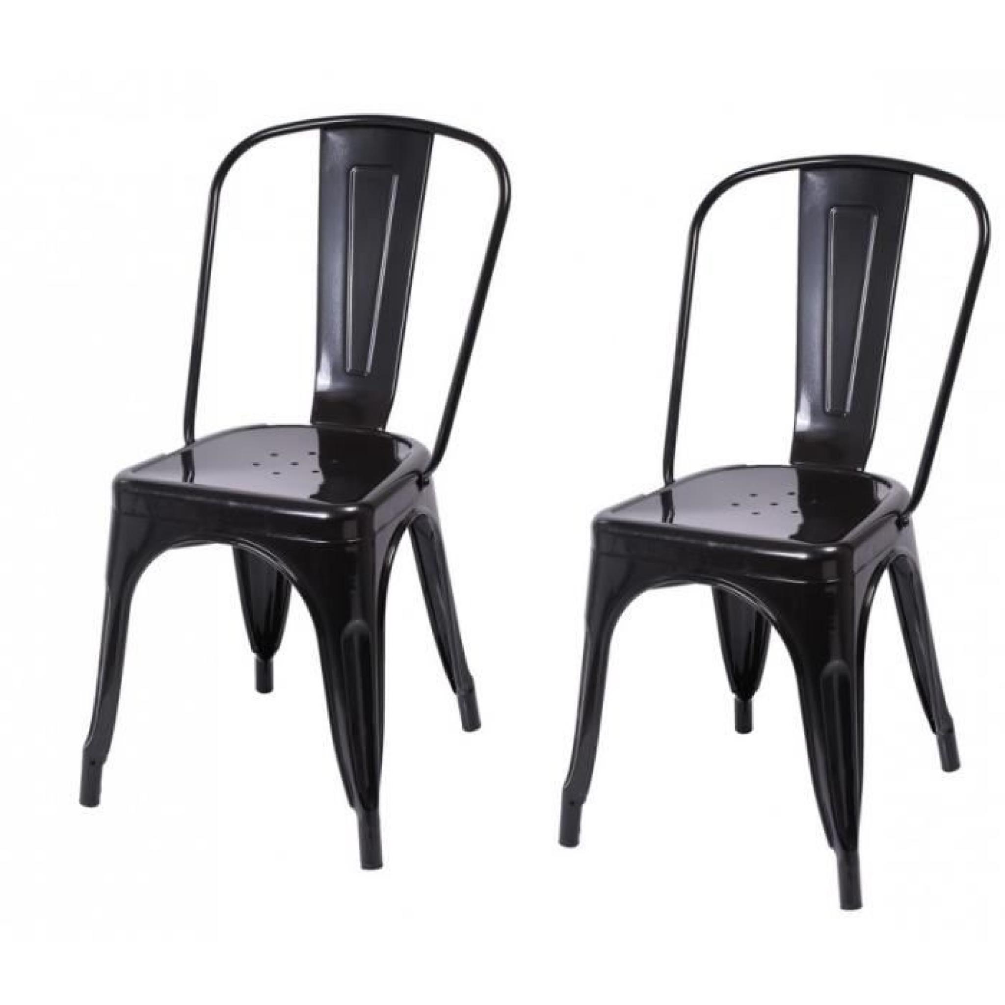 Lot de 2 chaises de salle à manger style industriel factory métal gris CDS09002