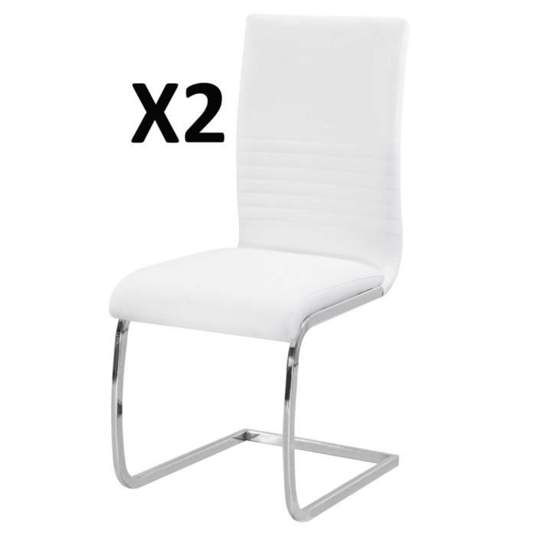 Lot de 2 Chaises de salon blanche - chromé, 420 x 545 x 965 mm