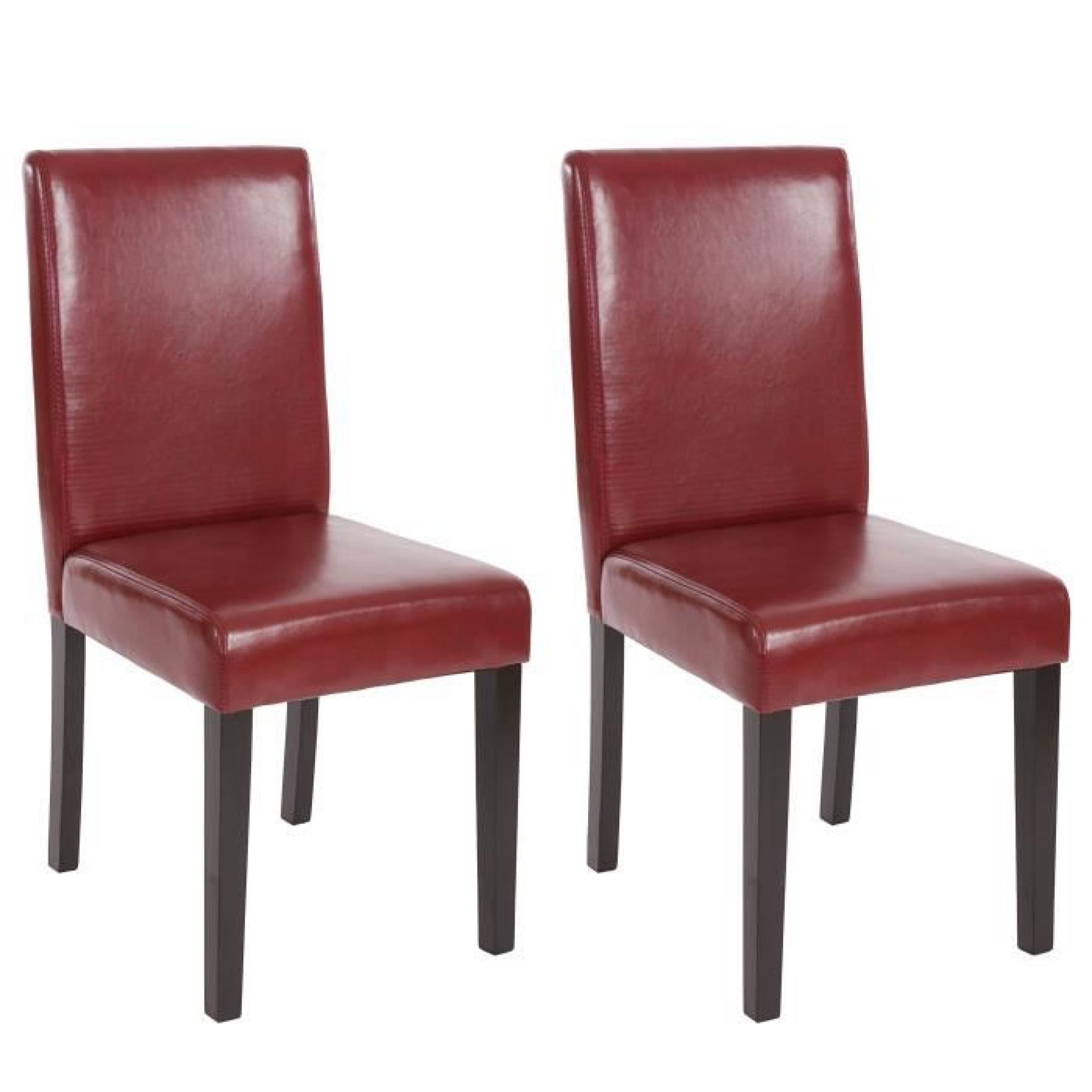 Lot de 2 chaises de séjour Littau, PU, brun rouge, pieds clairs