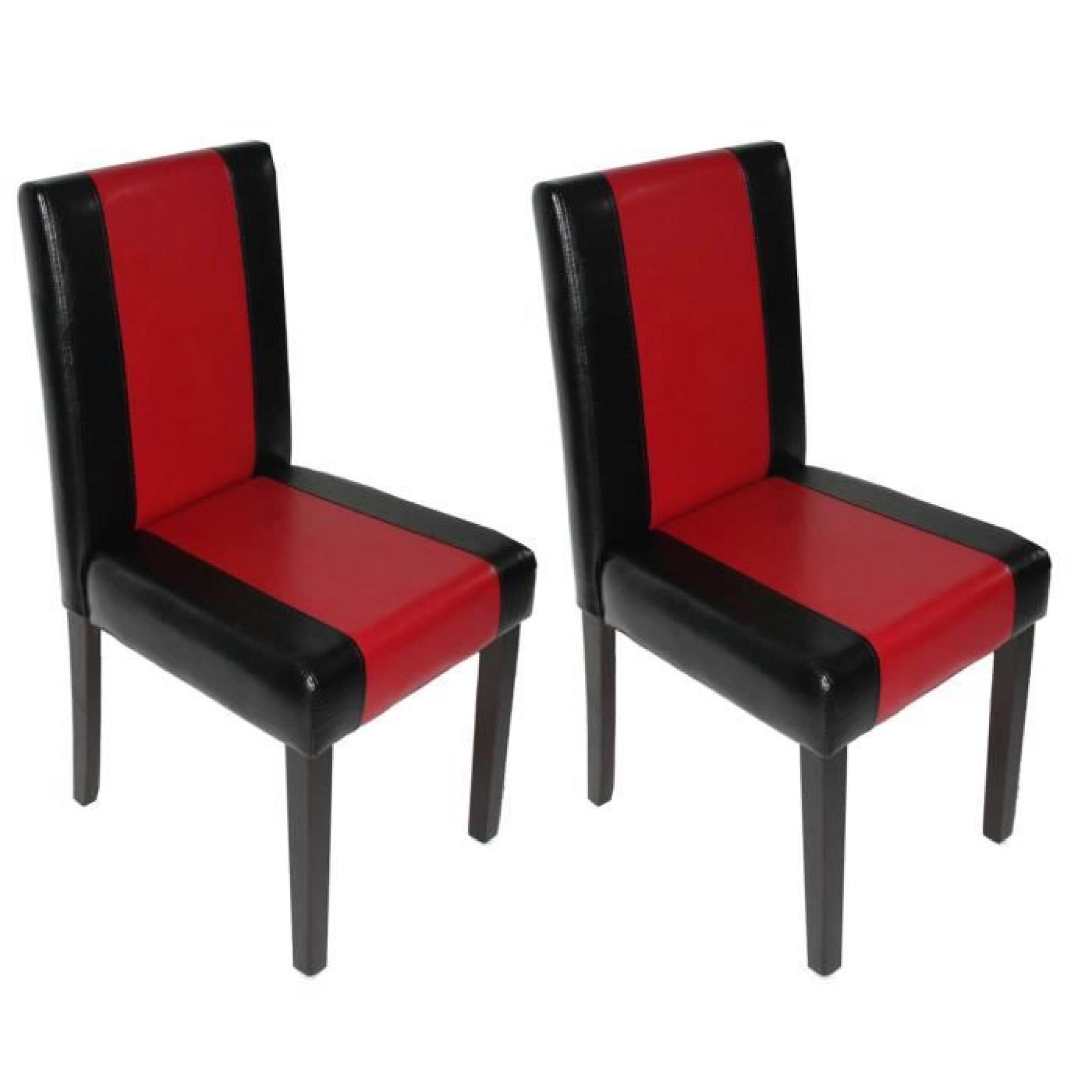 Lot de 2 chaises de séjour Littau, PU, noir/rouge, pieds foncés