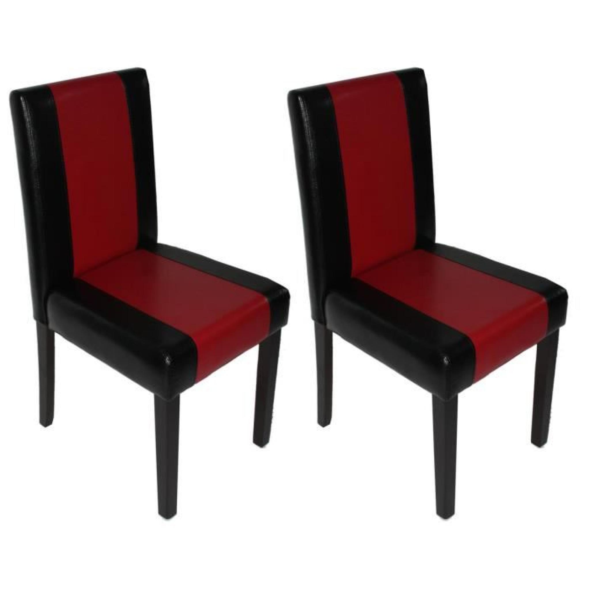 Lot de 2 chaises de séjour Littau, PU, noir/rouge, pieds foncés pas cher