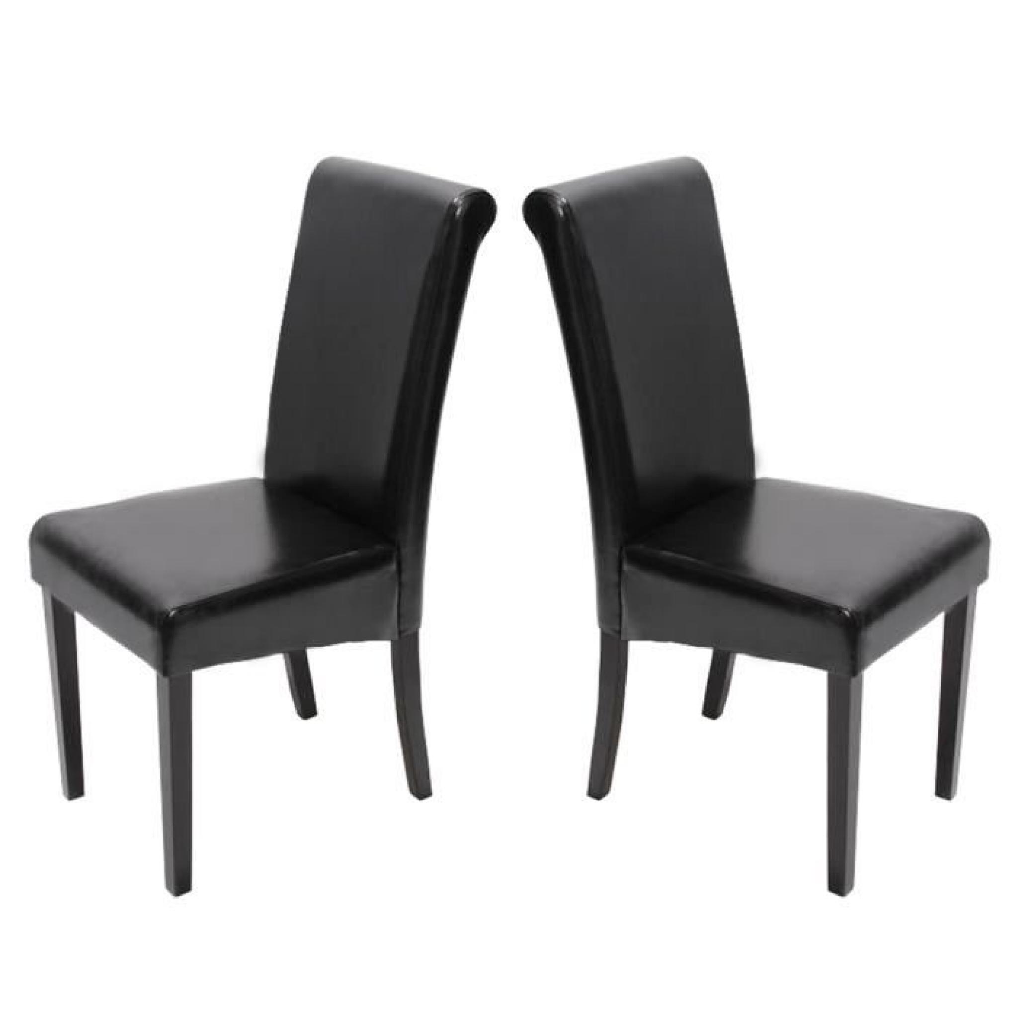 Lot de 2 chaises de séjour Novara II, cuir, noir/pieds foncés