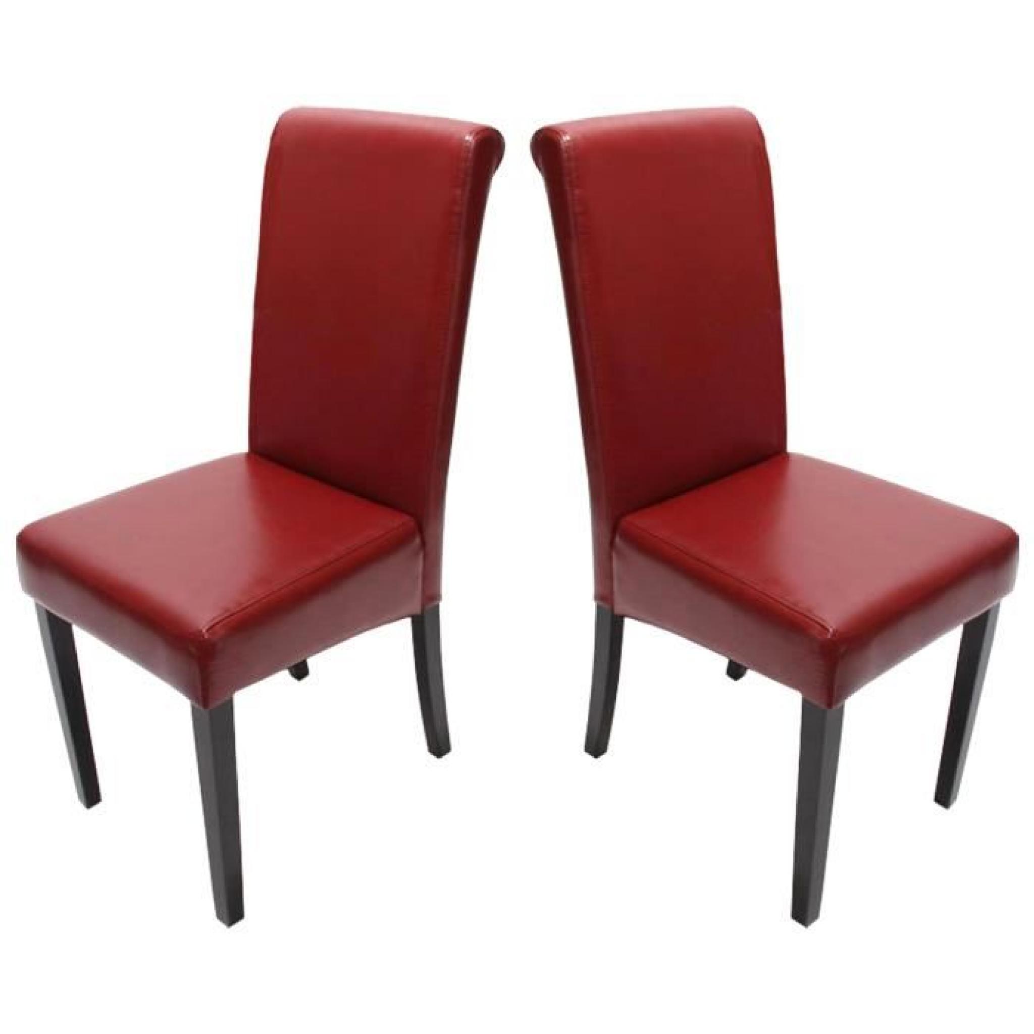 Lot de 2 chaises de séjour Novara II, cuir, rouge/pieds clairs