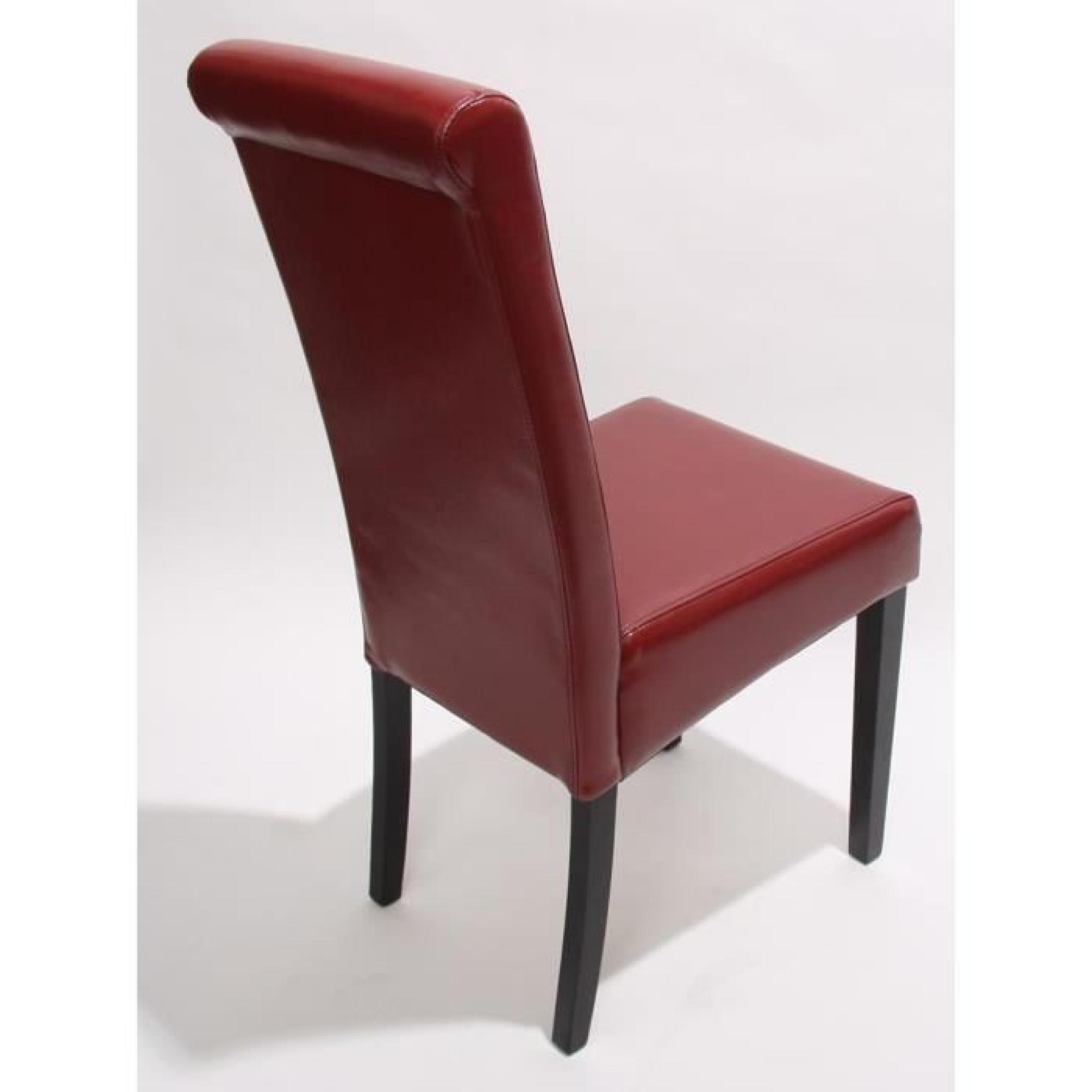Lot de 2 chaises de séjour Novara II, cuir, rouge/pieds clairs pas cher
