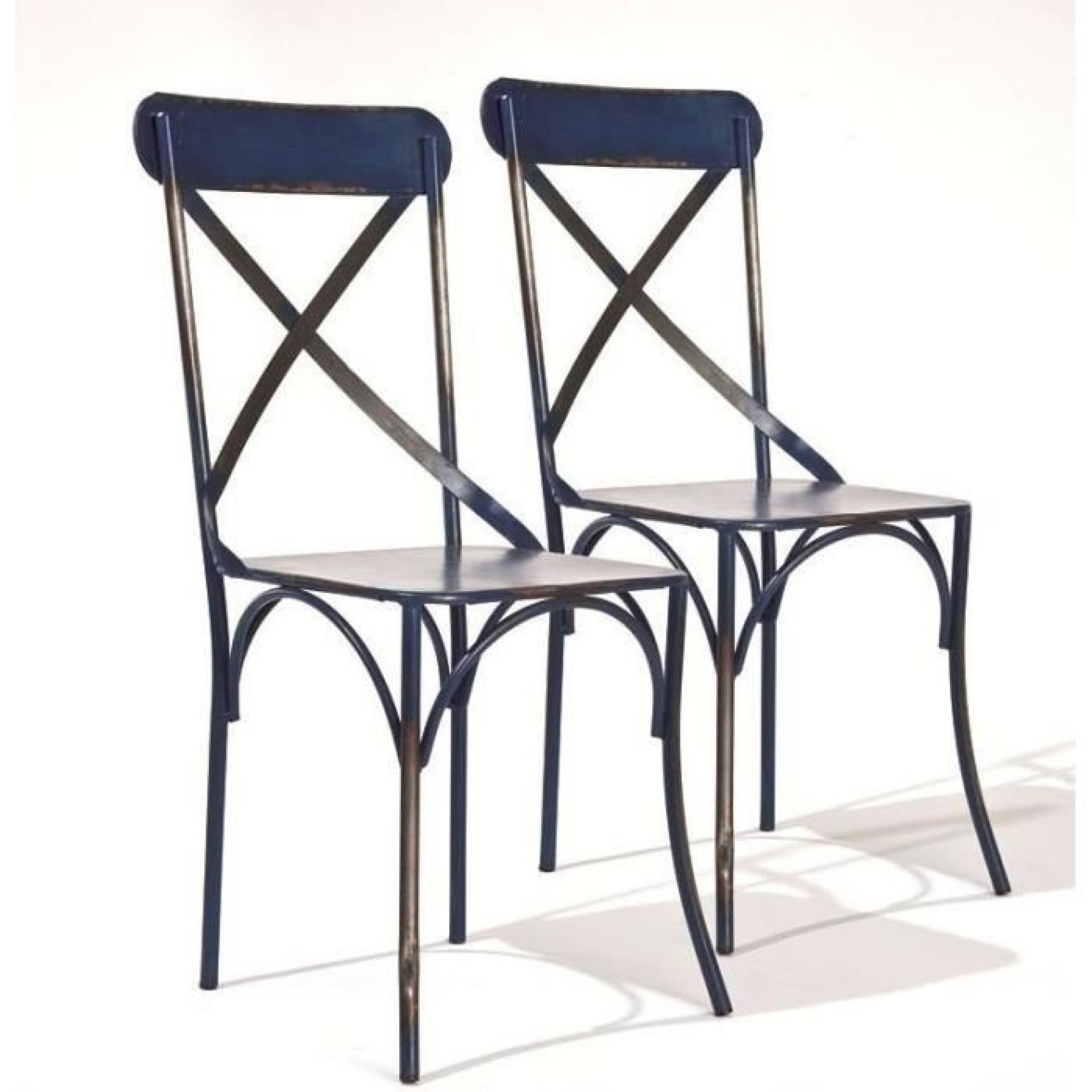 Lot de 2 chaises design BISTRO en acier bleu 