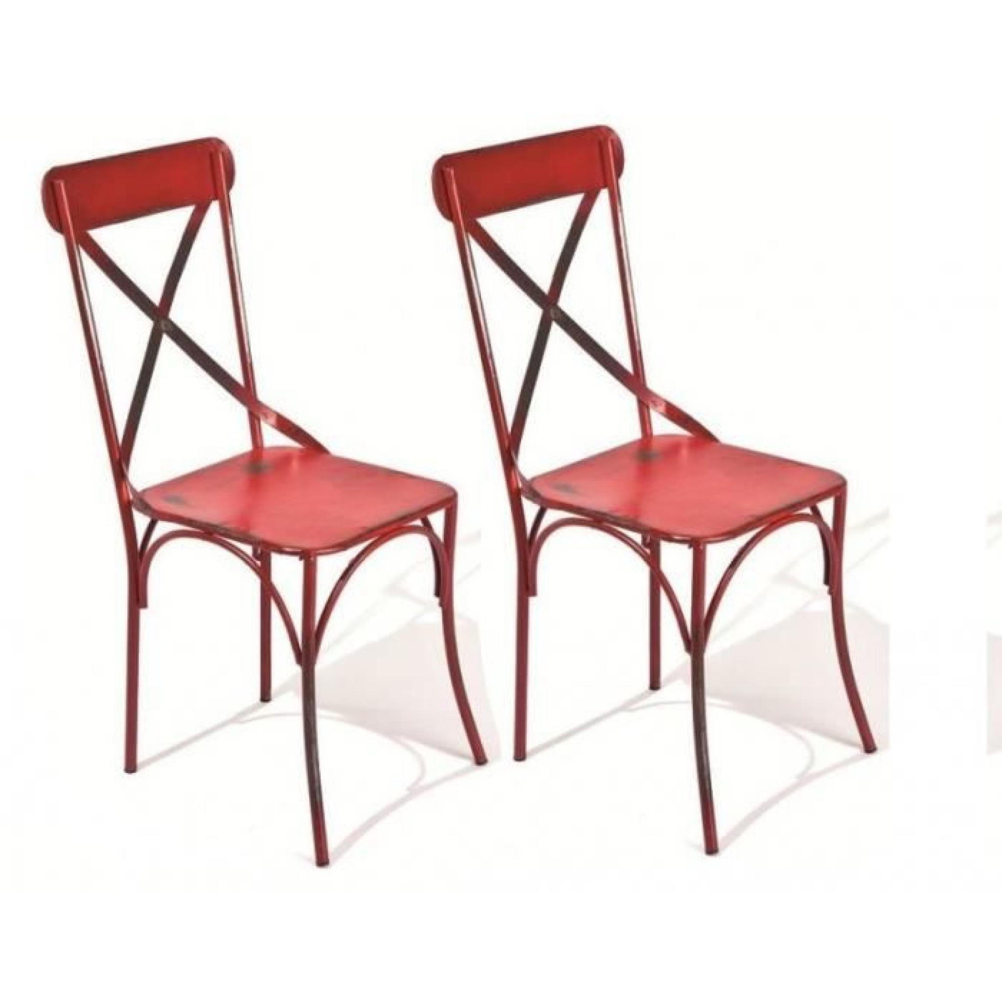 Lot de 2 chaises design BISTRO en acier rouge