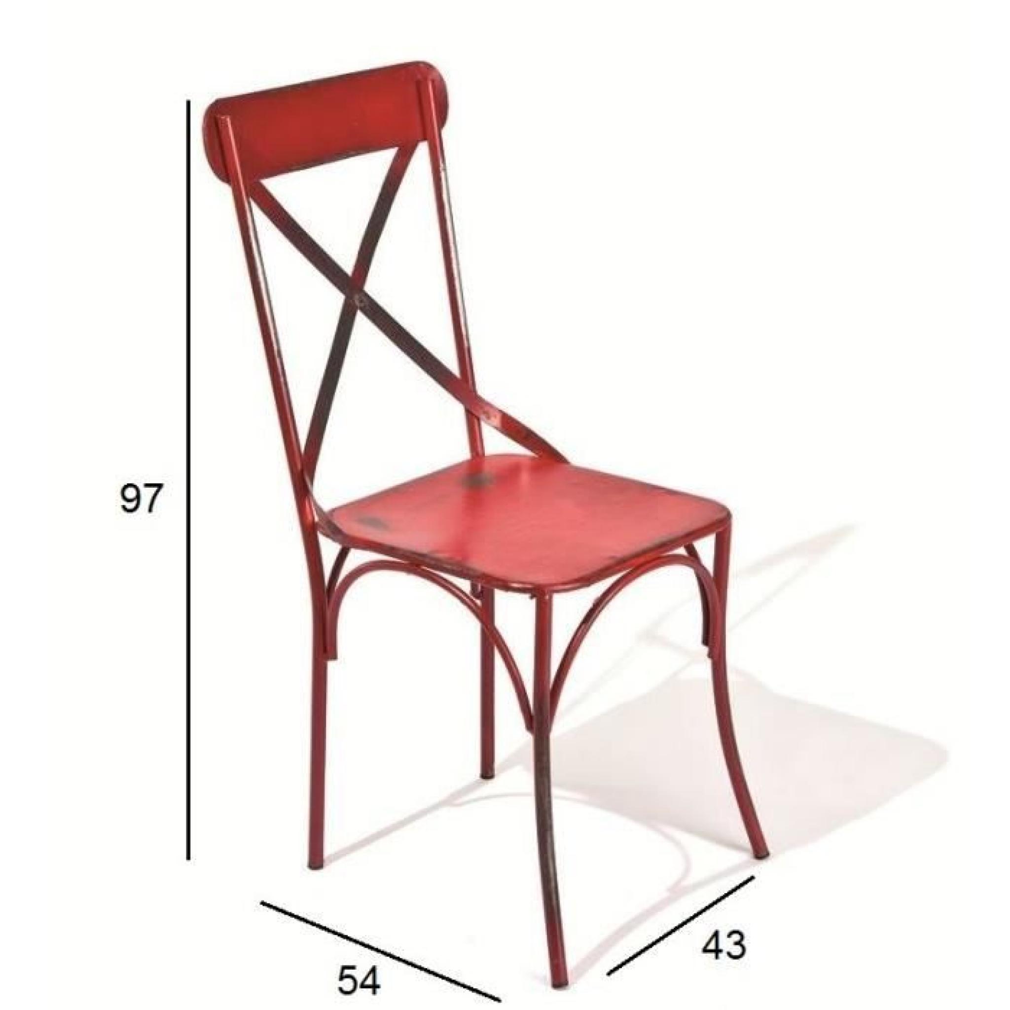 Lot de 2 chaises design BISTRO en acier rouge pas cher