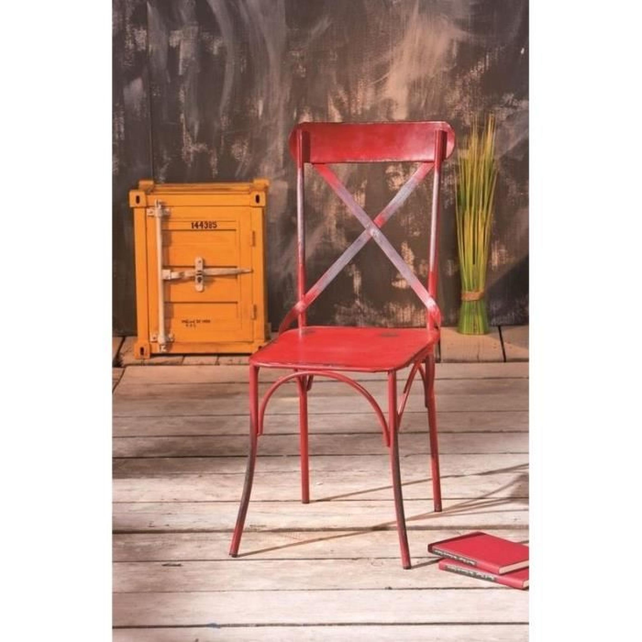 Lot de 2 chaises design BISTRO en acier rouge pas cher