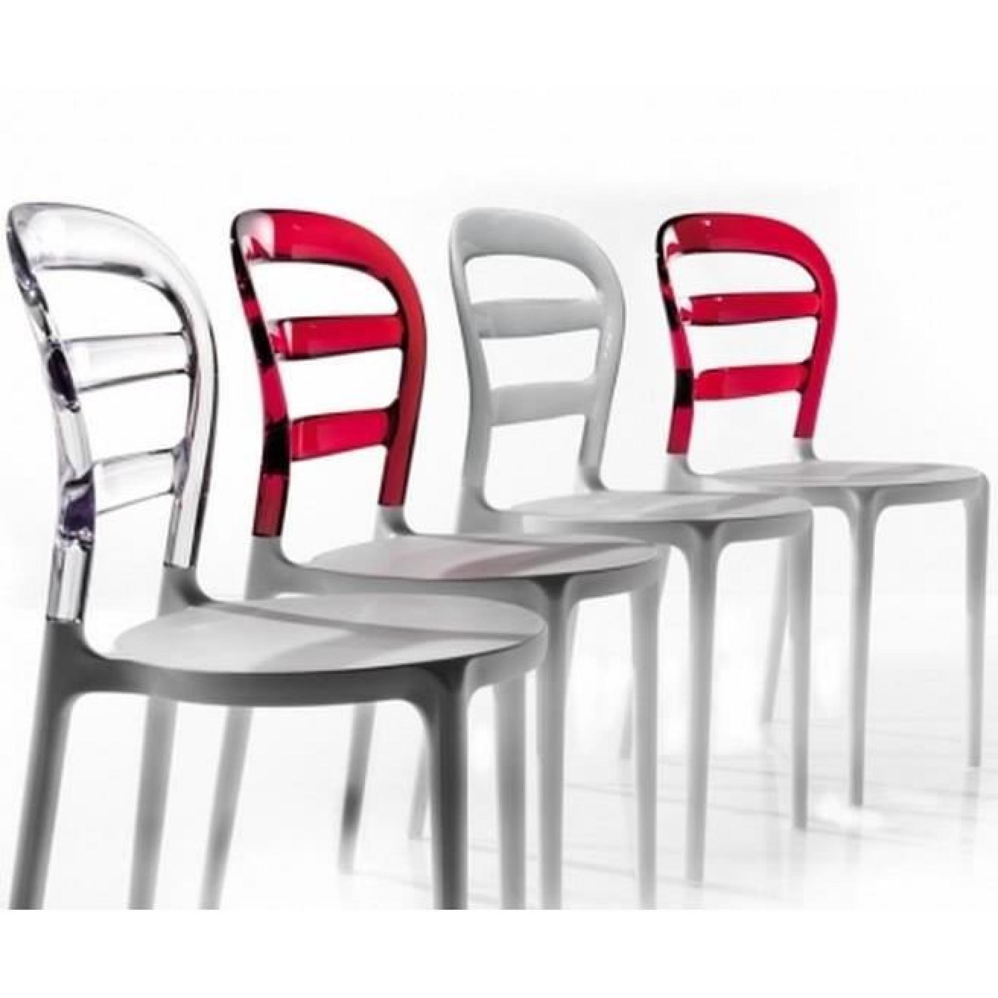 Lot de 2 chaises design DEJAVU en plexiglas transparent et blanc pas cher