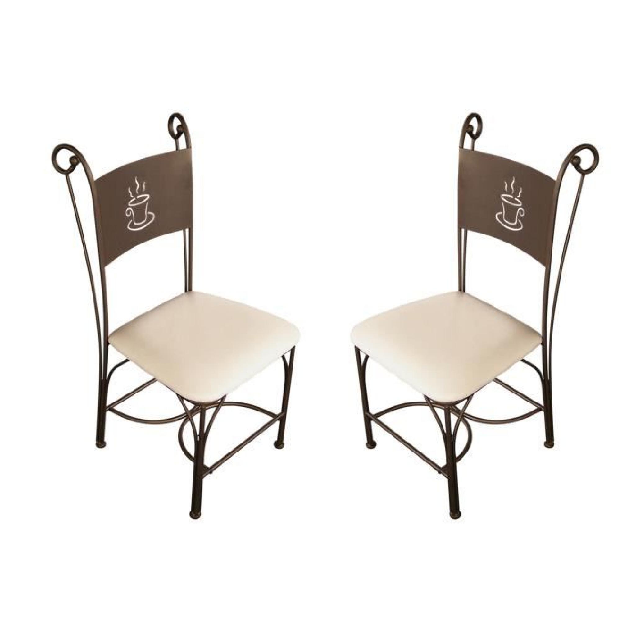 Lot de 2 chaises design en métal bronze ivoire ...