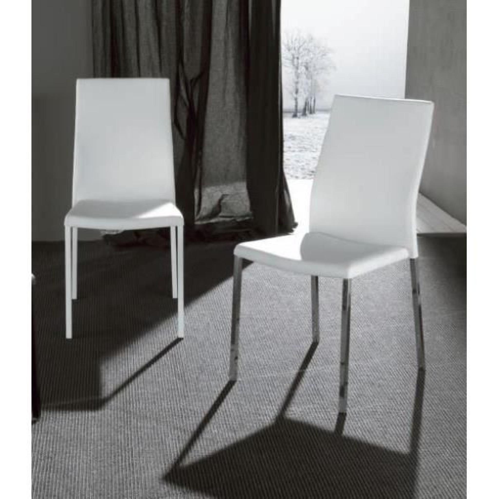 Lot de 2 chaises design HELLEN blanches en PU e... pas cher
