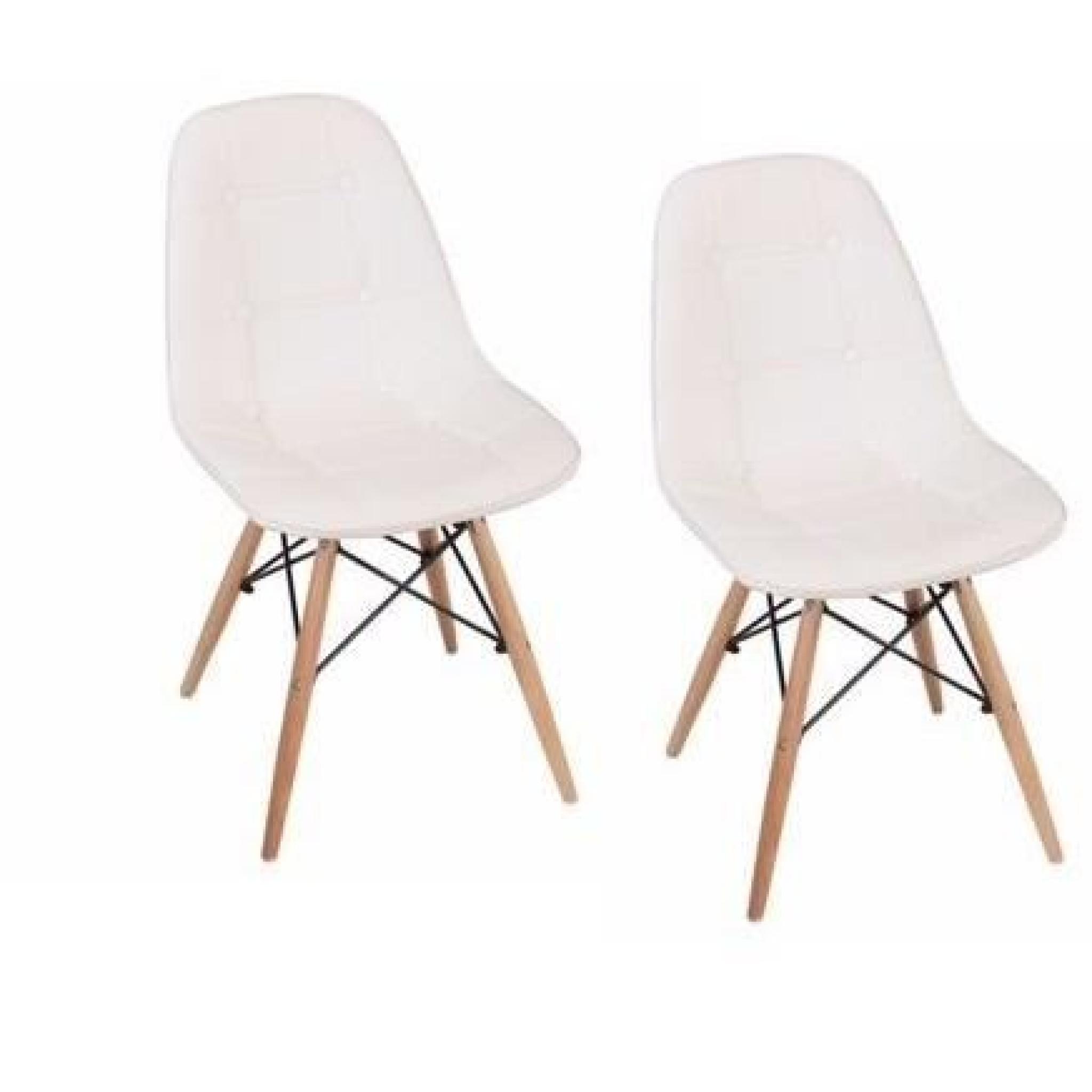 Lot de 2 chaises design HENRY blanche piétement en bois 