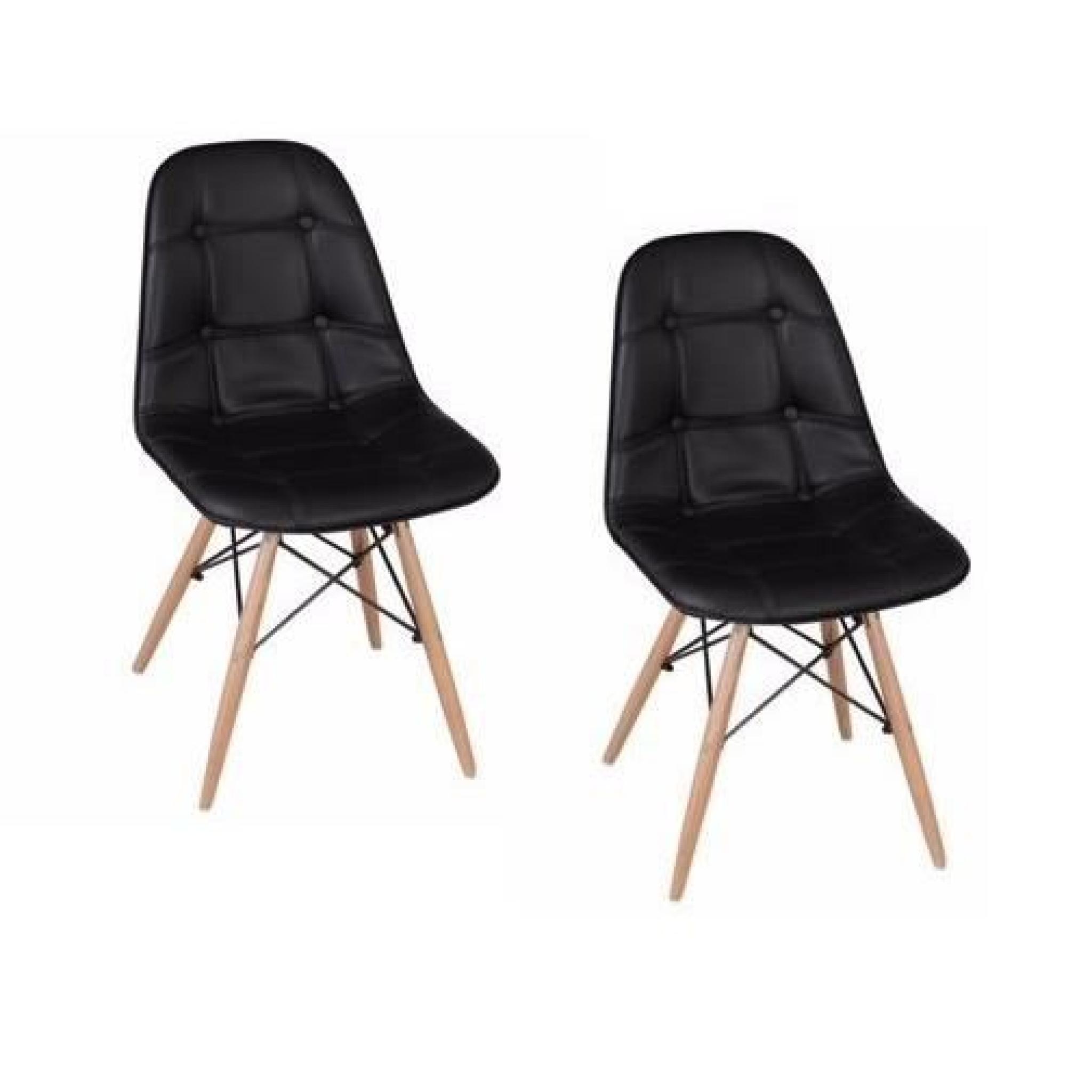 Lot de 2 chaises design HENRY noir piétement en bois 