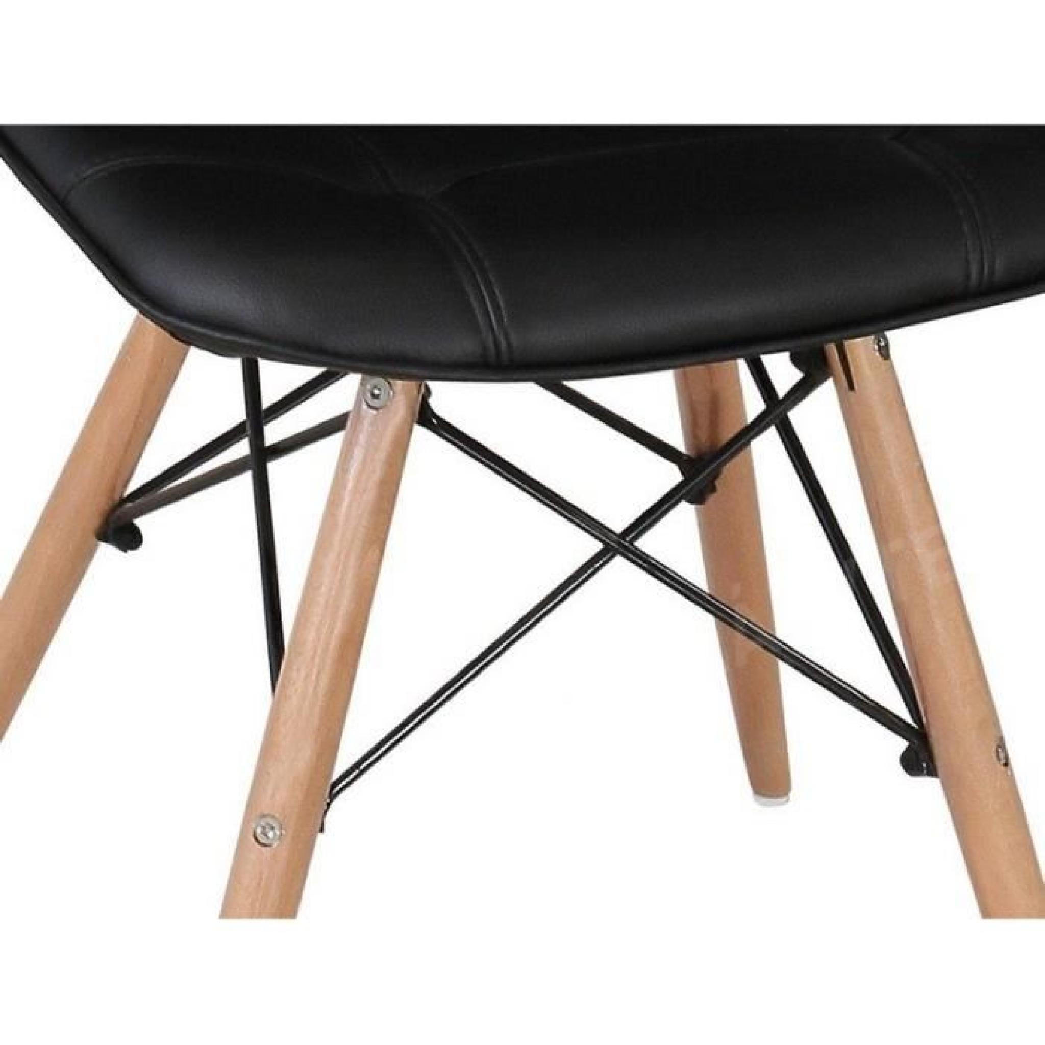 Lot de 2 chaises design HENRY noir piétement en bois  pas cher
