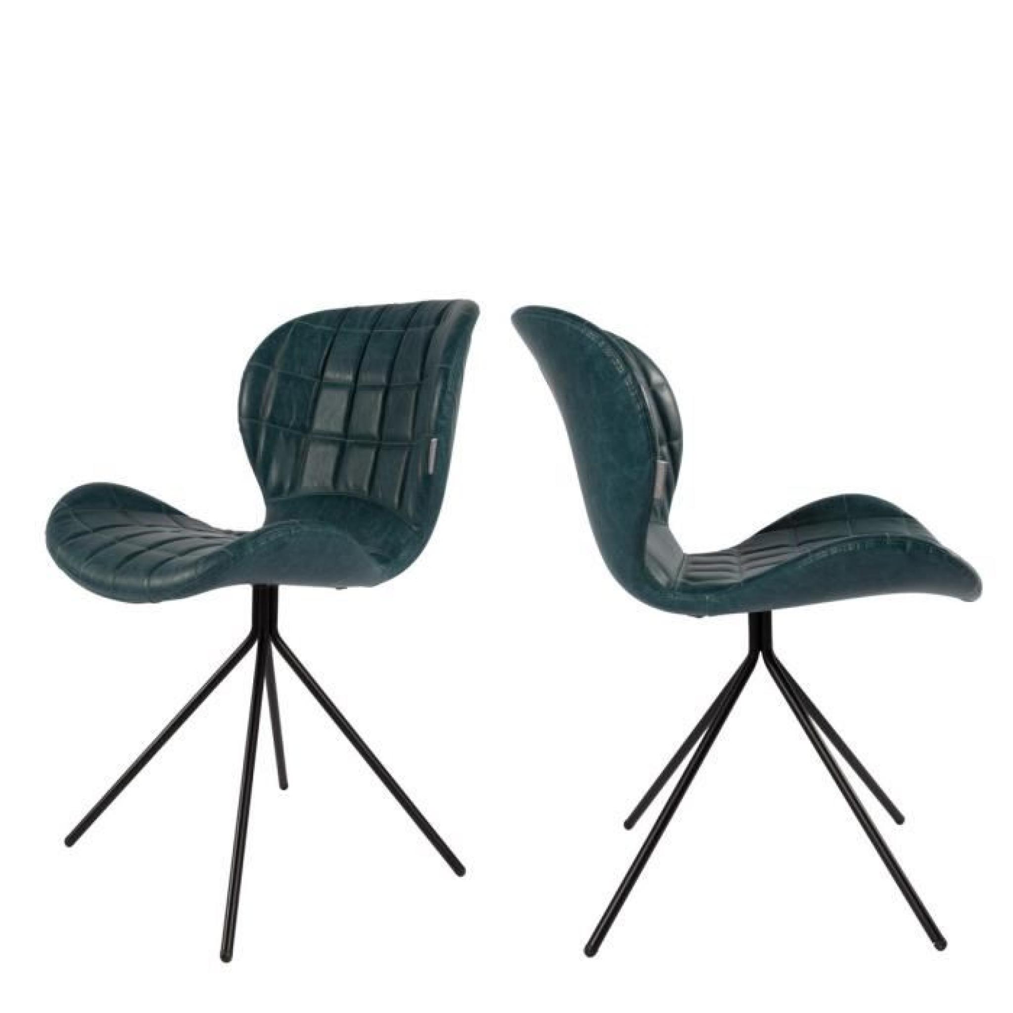 Lot de 2 chaises design OMG Skin Couleur Bleu pétrole
