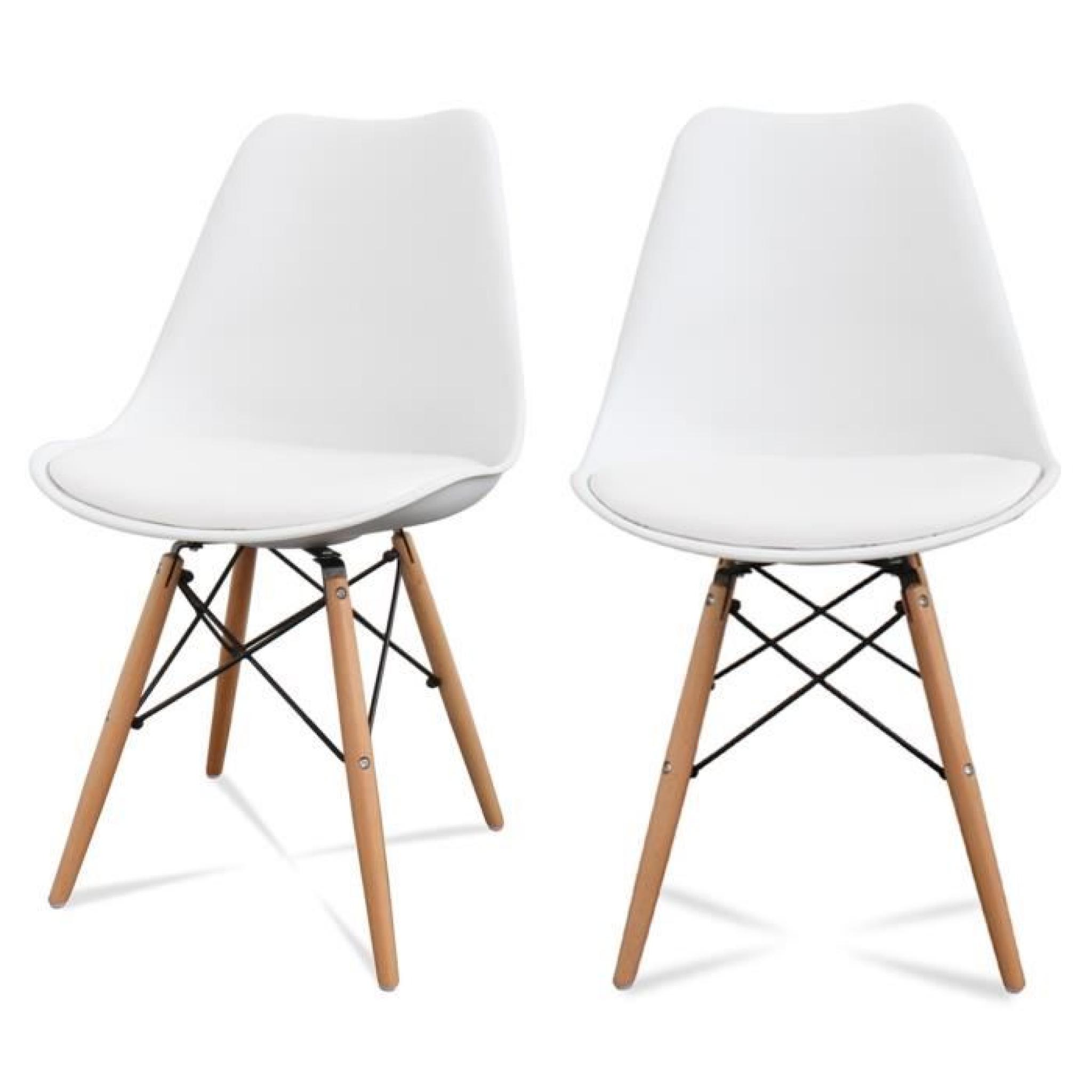 Lot de 2 chaises design Ormond DSW Couleur Blanc pas cher