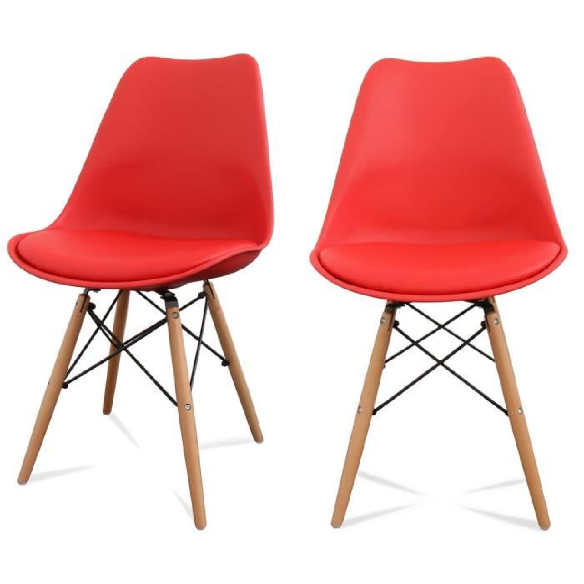 Lot de 2 chaises design Ormond DSW Couleur Rouge pas cher