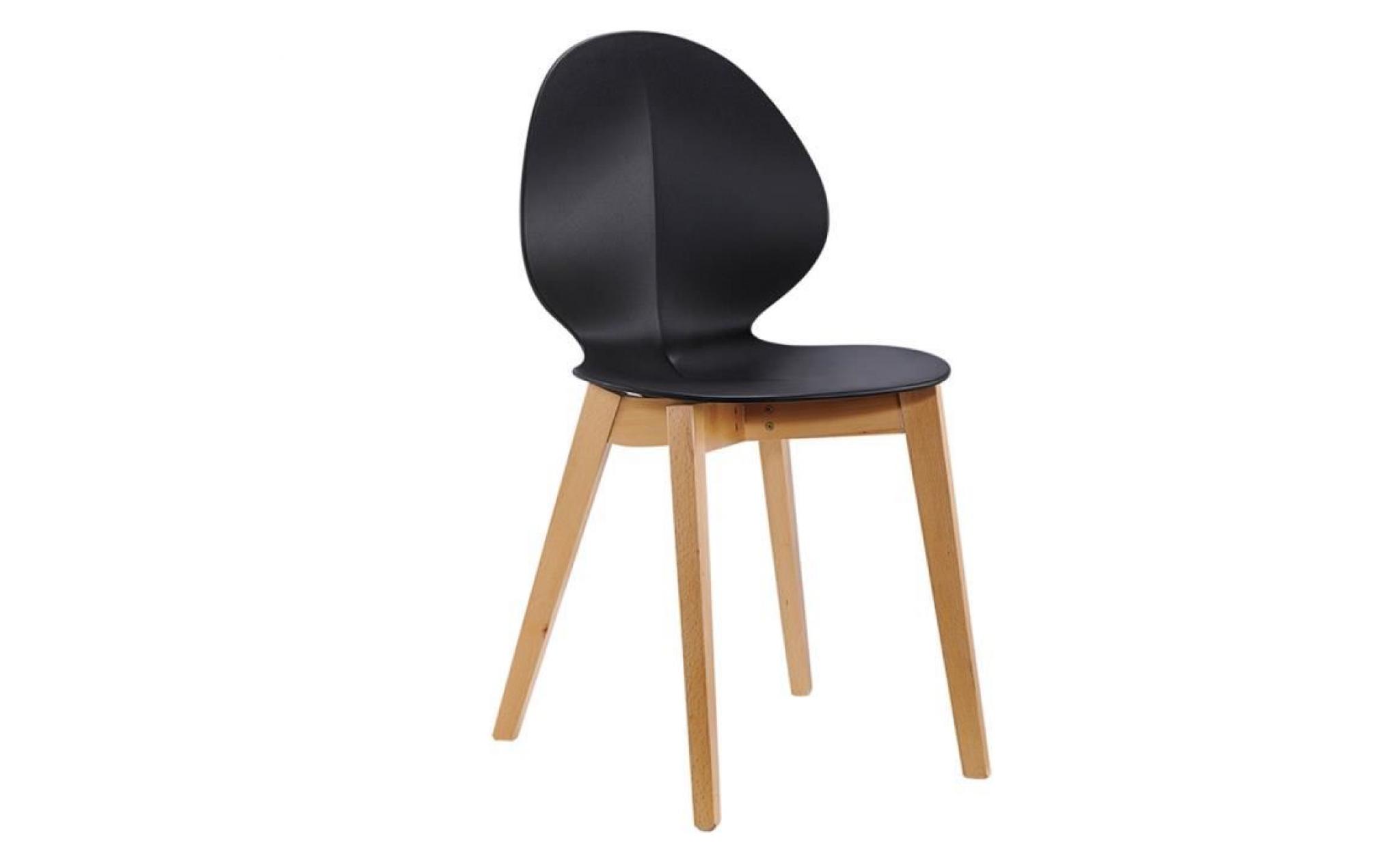 lot de 2 chaises design scandinave interougehome noir, lot de 2 chaises de salle à manger avec piétement en bois