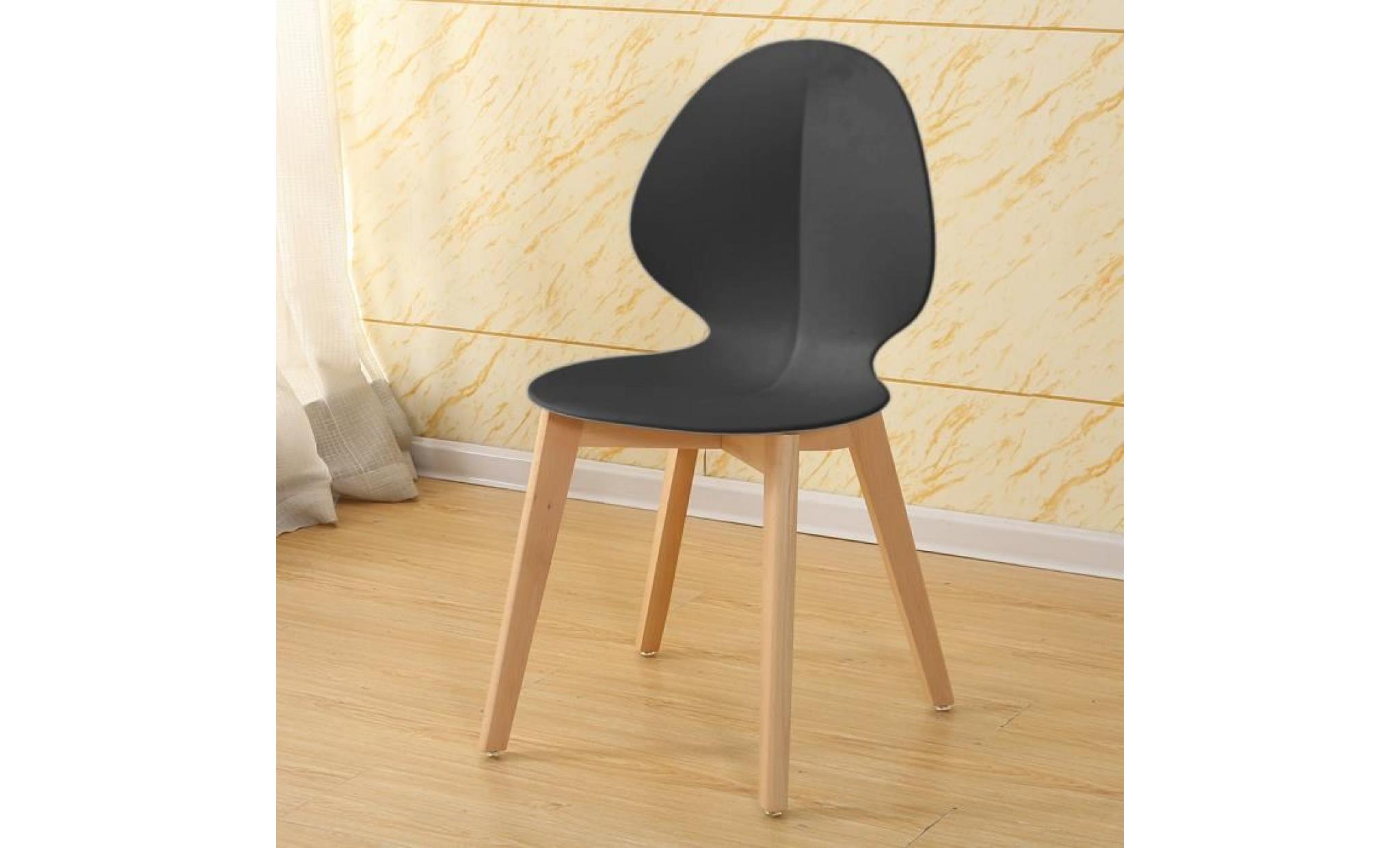 lot de 2 chaises design scandinave interougehome noir, lot de 2 chaises de salle à manger avec piétement en bois pas cher