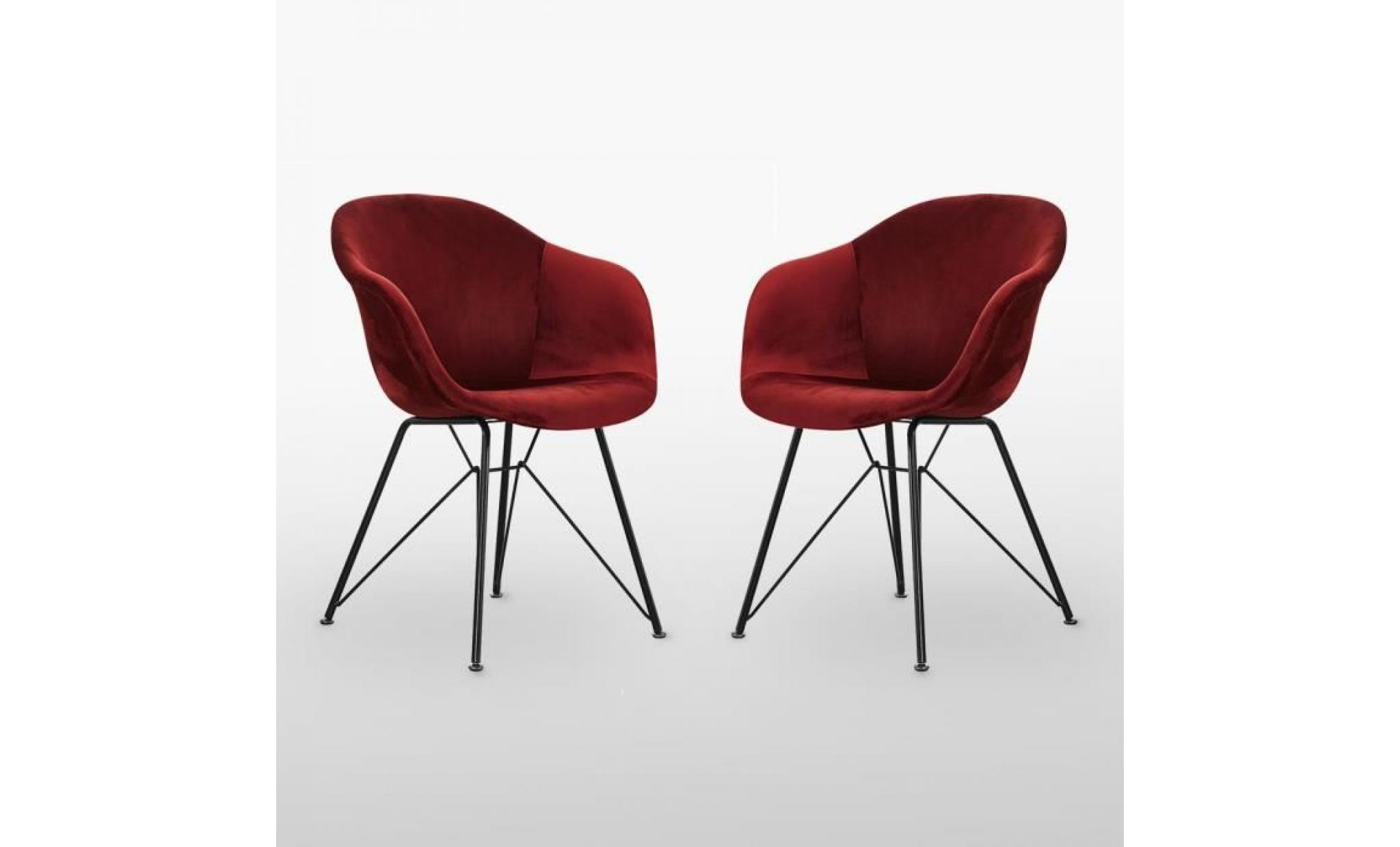 lot de 2 chaises design valentina en velours rouge   salle à manger, salon ou bureau