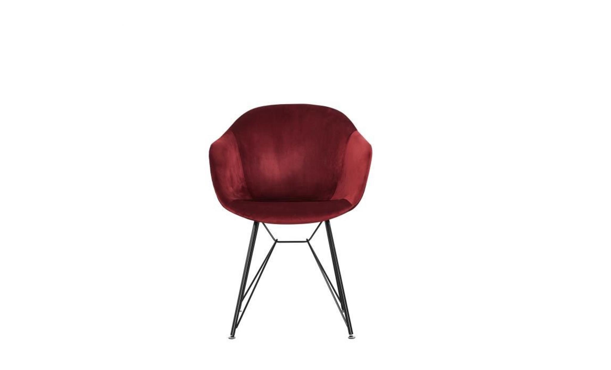 lot de 2 chaises design valentina en velours rouge   salle à manger, salon ou bureau pas cher