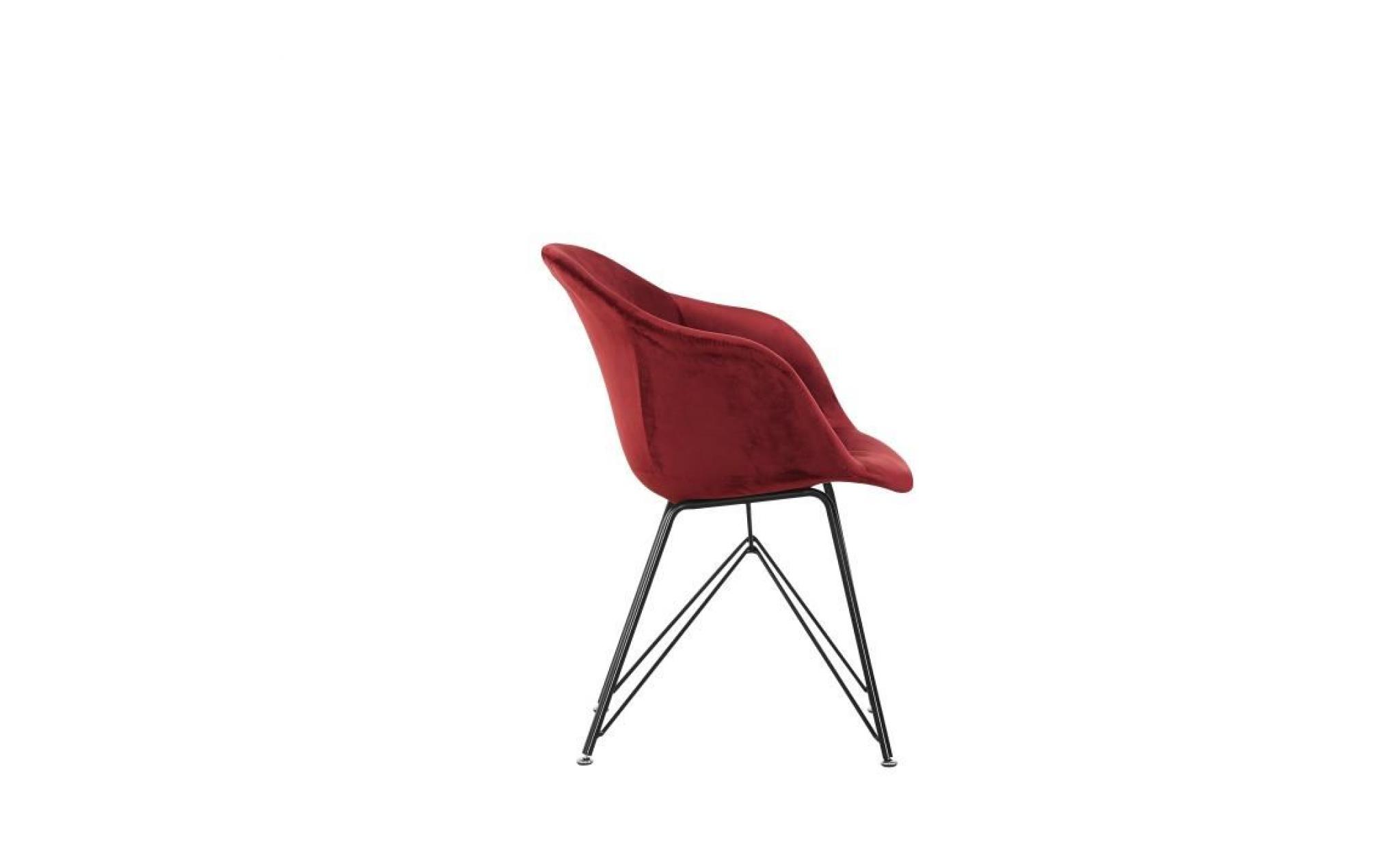 lot de 2 chaises design valentina en velours rouge   salle à manger, salon ou bureau pas cher