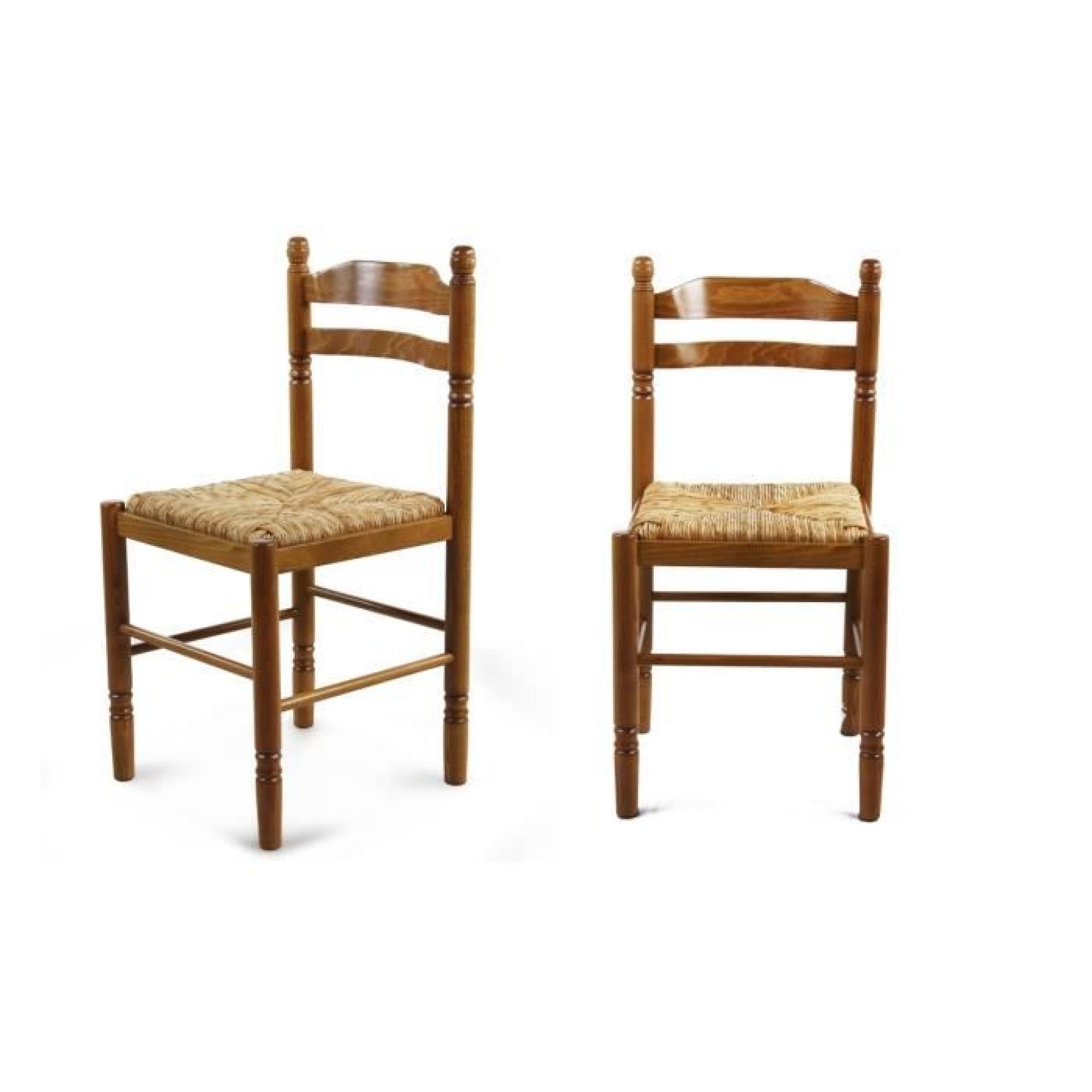 Lot de 2 chaises en bois Chêne doré JEANNE pas cher