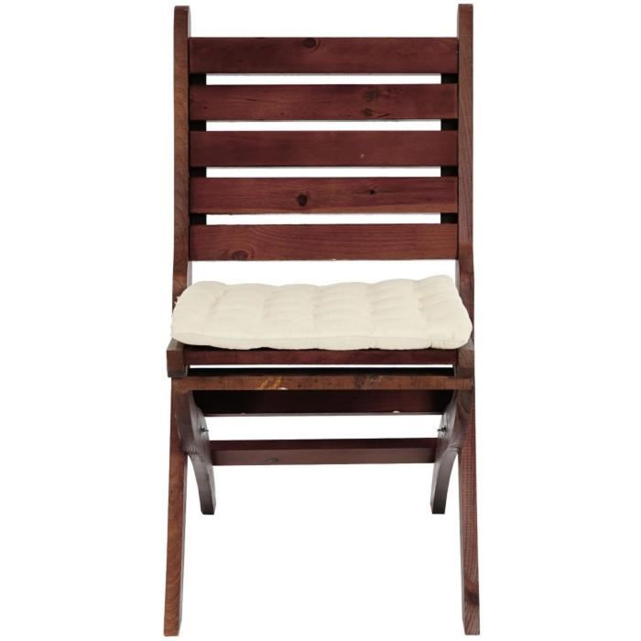 Lot de 2 chaises en bois Pinewood et 2 coussins Canberra couleur crème - Dim chaise :  H 94 x L 50 x P 60 cm pas cher