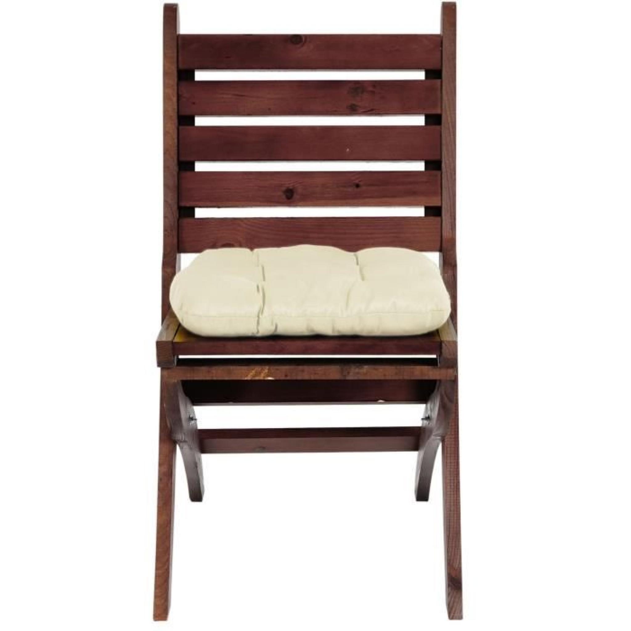 Lot de 2 chaises en bois Pinewood et 2 coussins Dublin couleur crème - Dim chaise :  H 94 x L 50 x P 60 cm pas cher