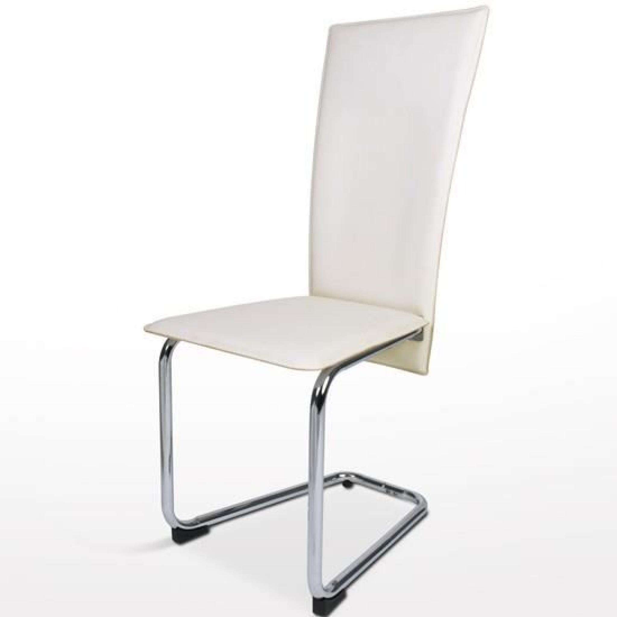 Lot de 2 chaises en cuir synthétique blanc crème pas cher