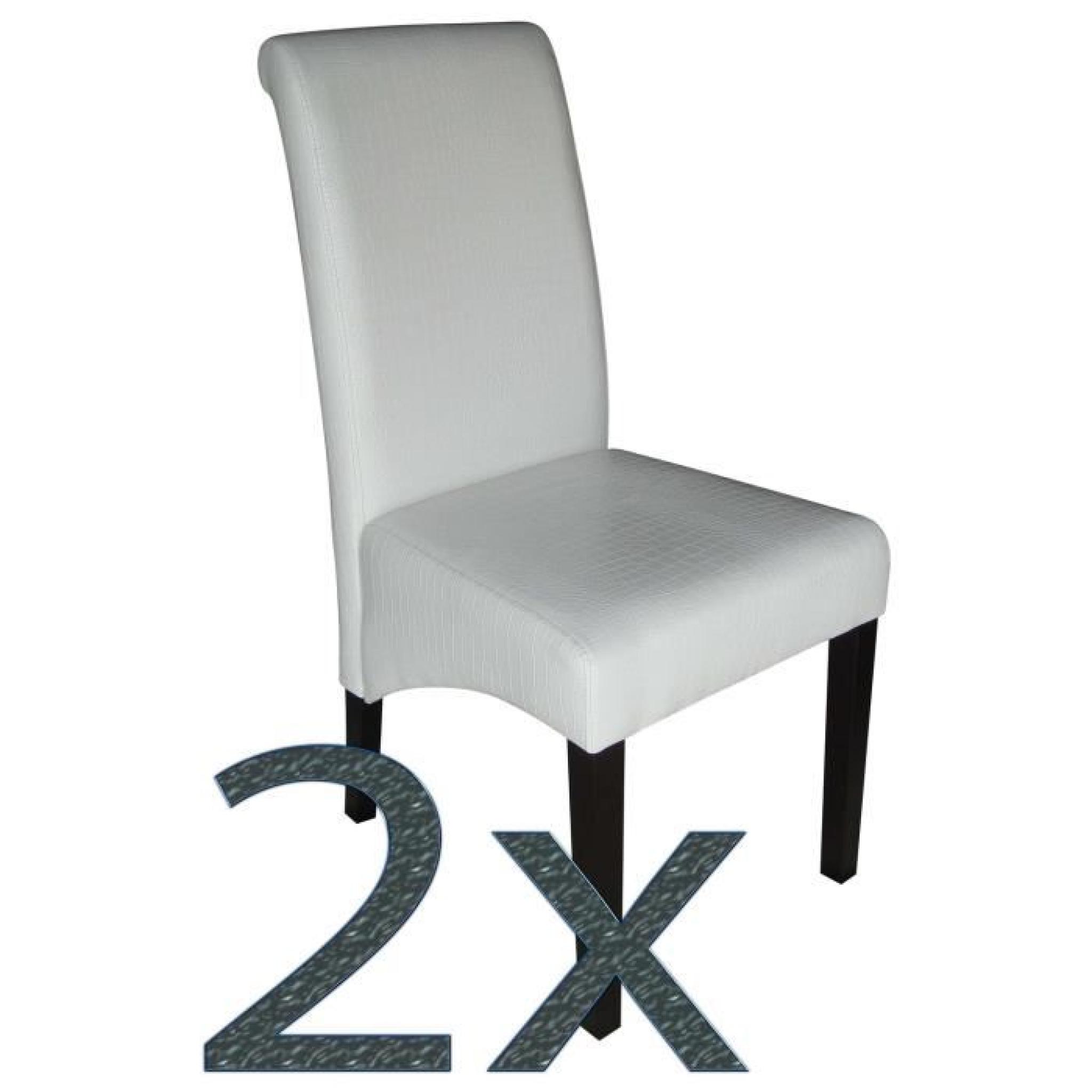 Lot de 2 chaises en PU coloris crème, forme de crocodile avec pieds noirs en bois - Dim : H 99 x L 46 x P 50 cm