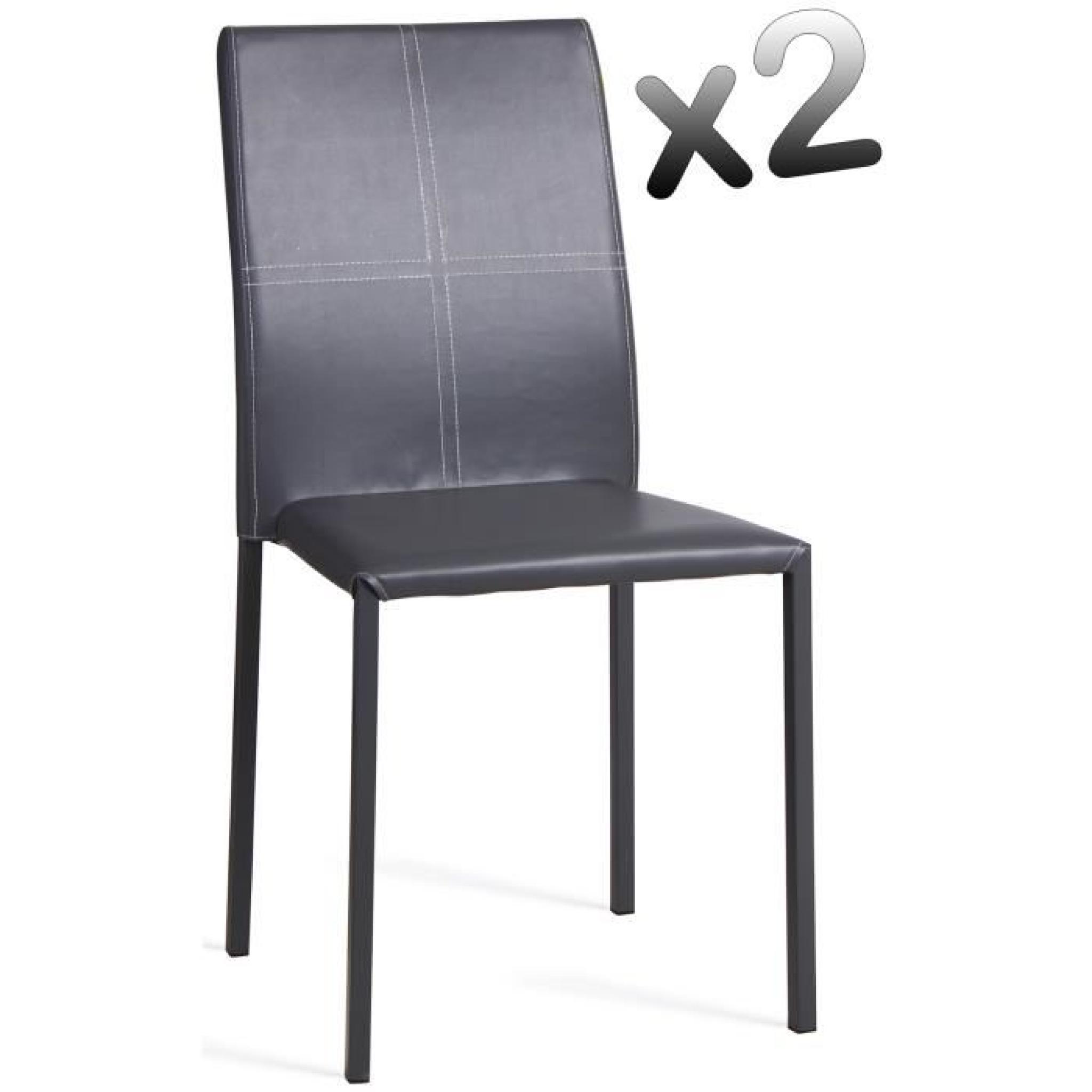 Lot de 2 chaises en PU coloris gris Alexia, H86...
