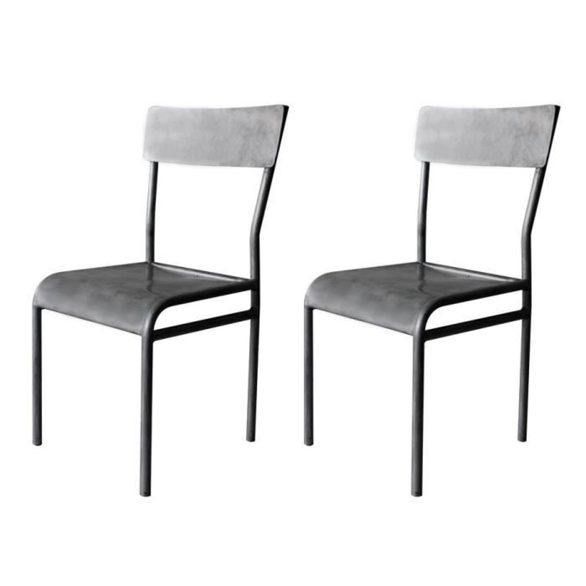 Lot de 2 chaises ESTHER - métal - argent pas cher